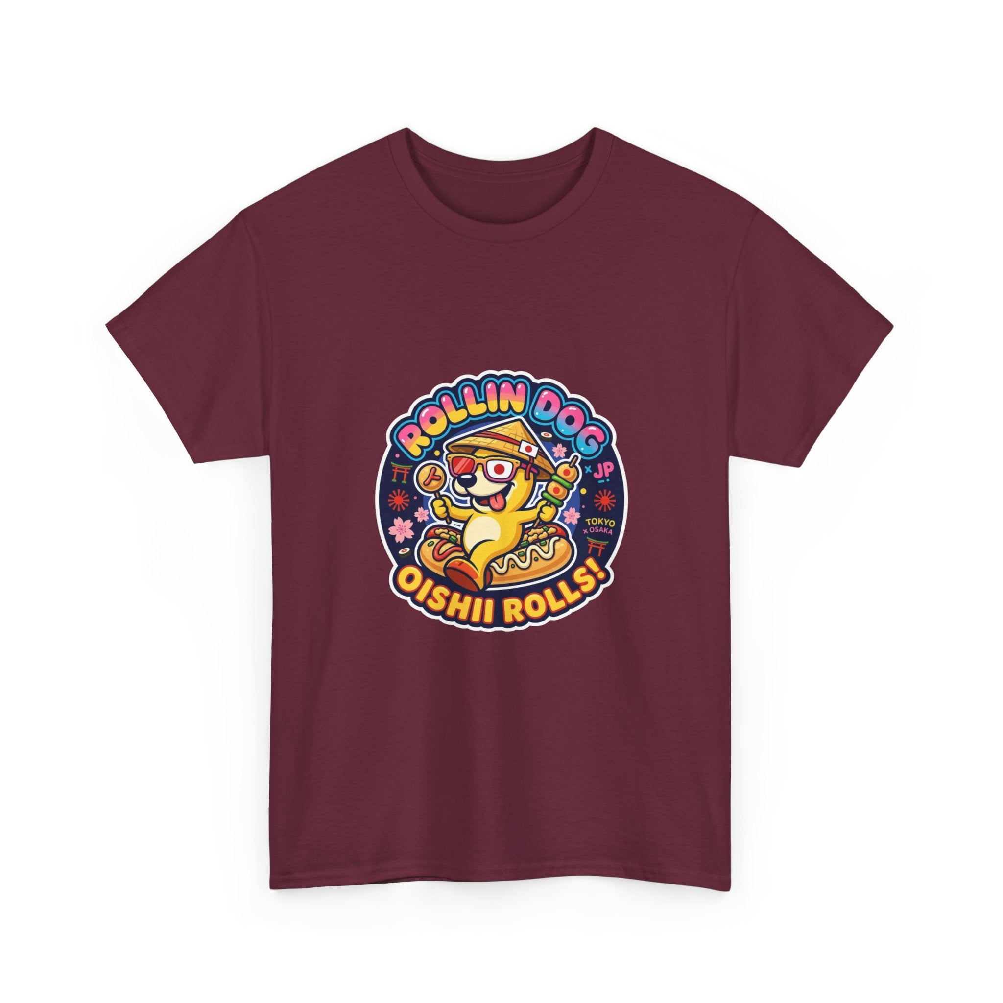 T-Shirt — "Rollin Dog Oishii Rolls" Cute Sushi Dog Graphic Tee