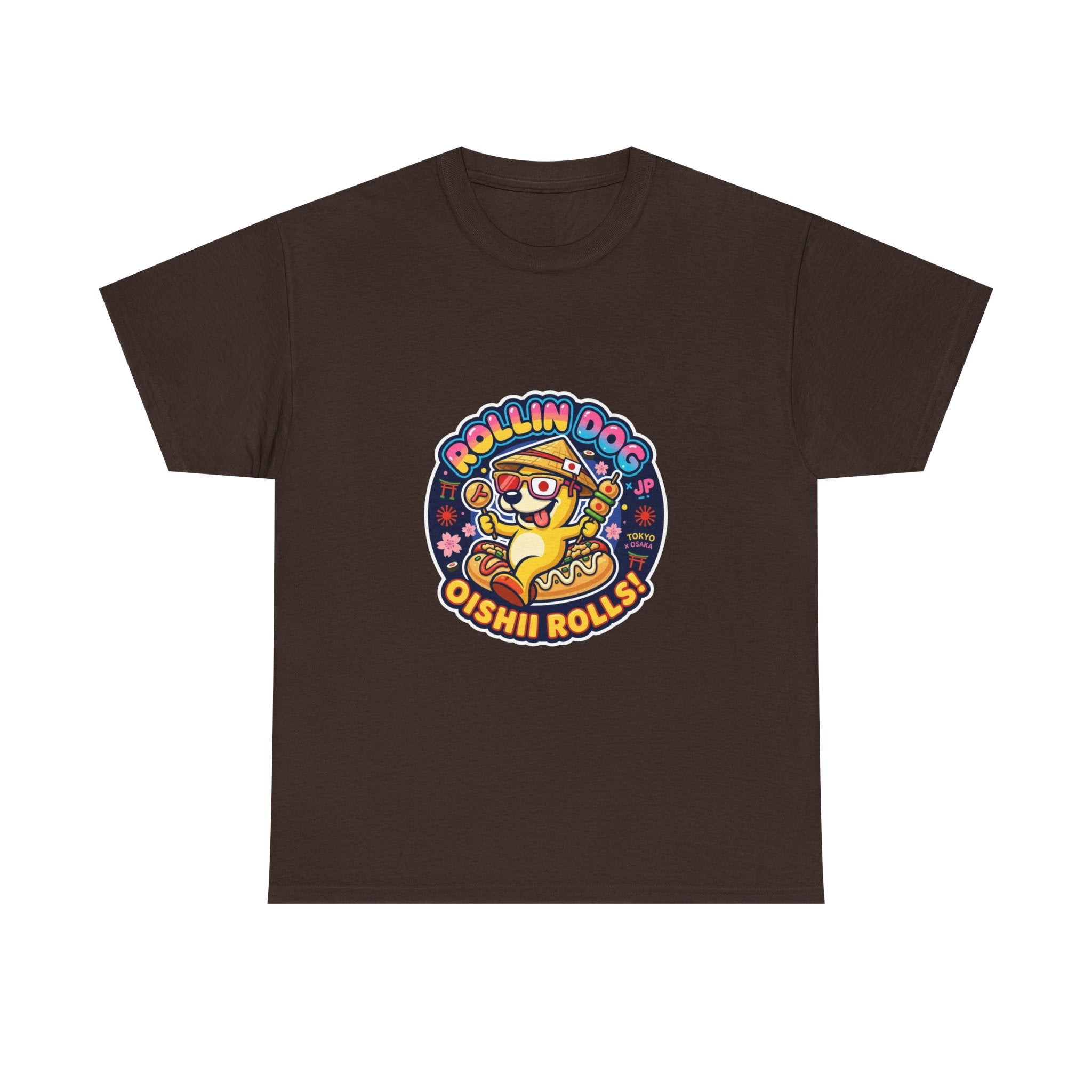 T-Shirt — "Rollin Dog Oishii Rolls" Cute Sushi Dog Graphic Tee