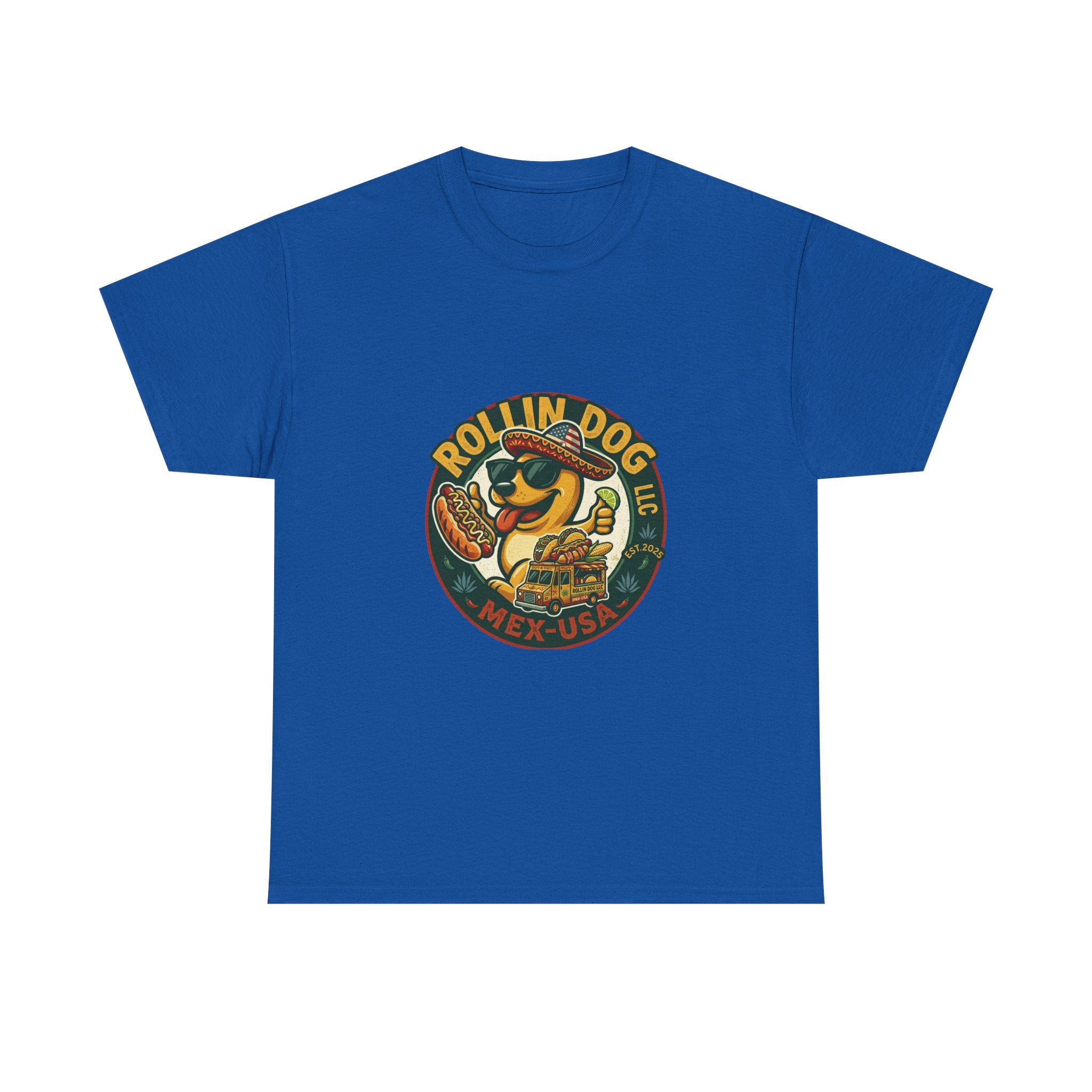 Rollin' Dog Hot Dog T-Shirt – Retro Mexican Street Food Graphic Tee