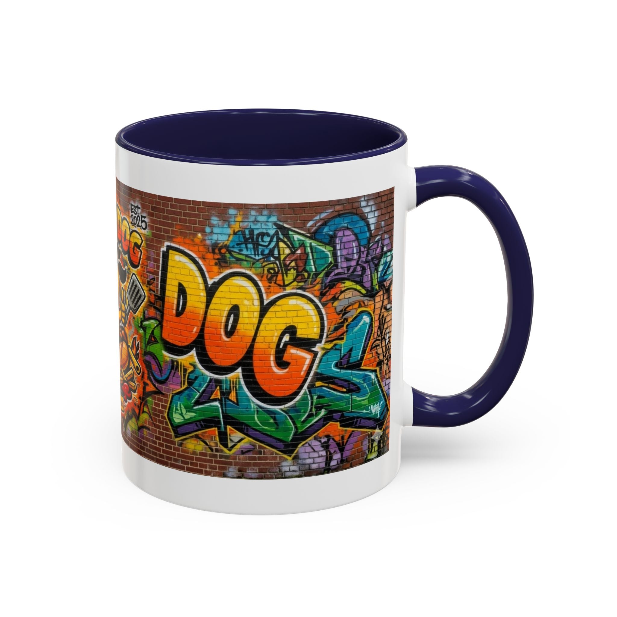 Rollin' Dog Graffiti Coffee Mug — Fun Hot Dog Street Art Accent Mug (11/15oz)