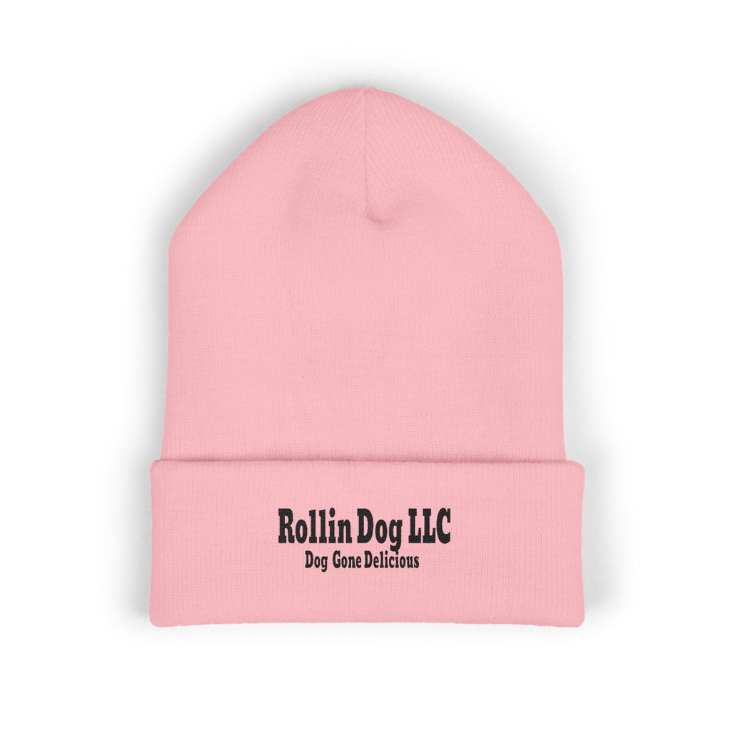 Rollin Dog LLC Black Embroidered Cuffed Beanie — 'Dog Gone Delicious'