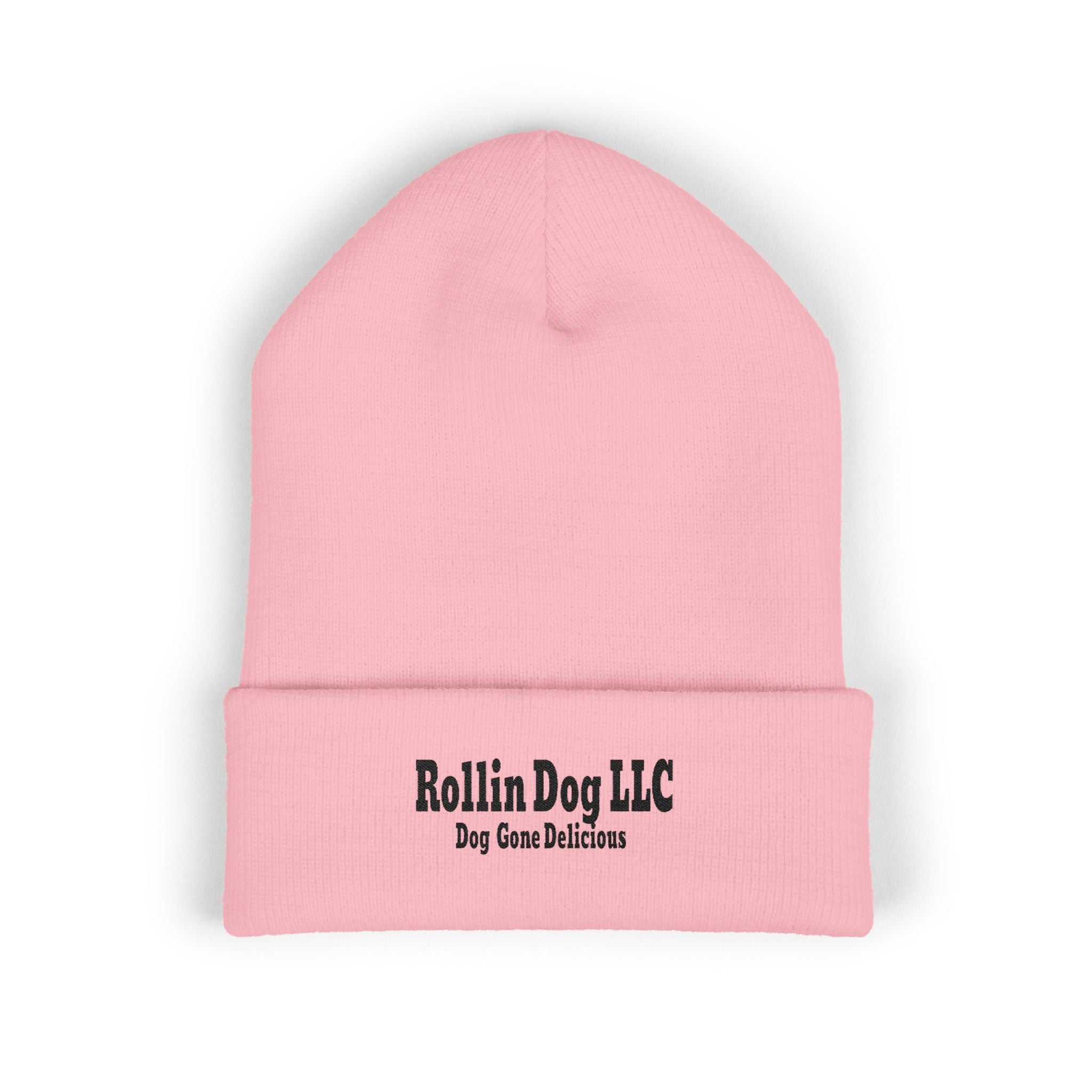 Rollin Dog LLC Black Embroidered Cuffed Beanie — 'Dog Gone Delicious'
