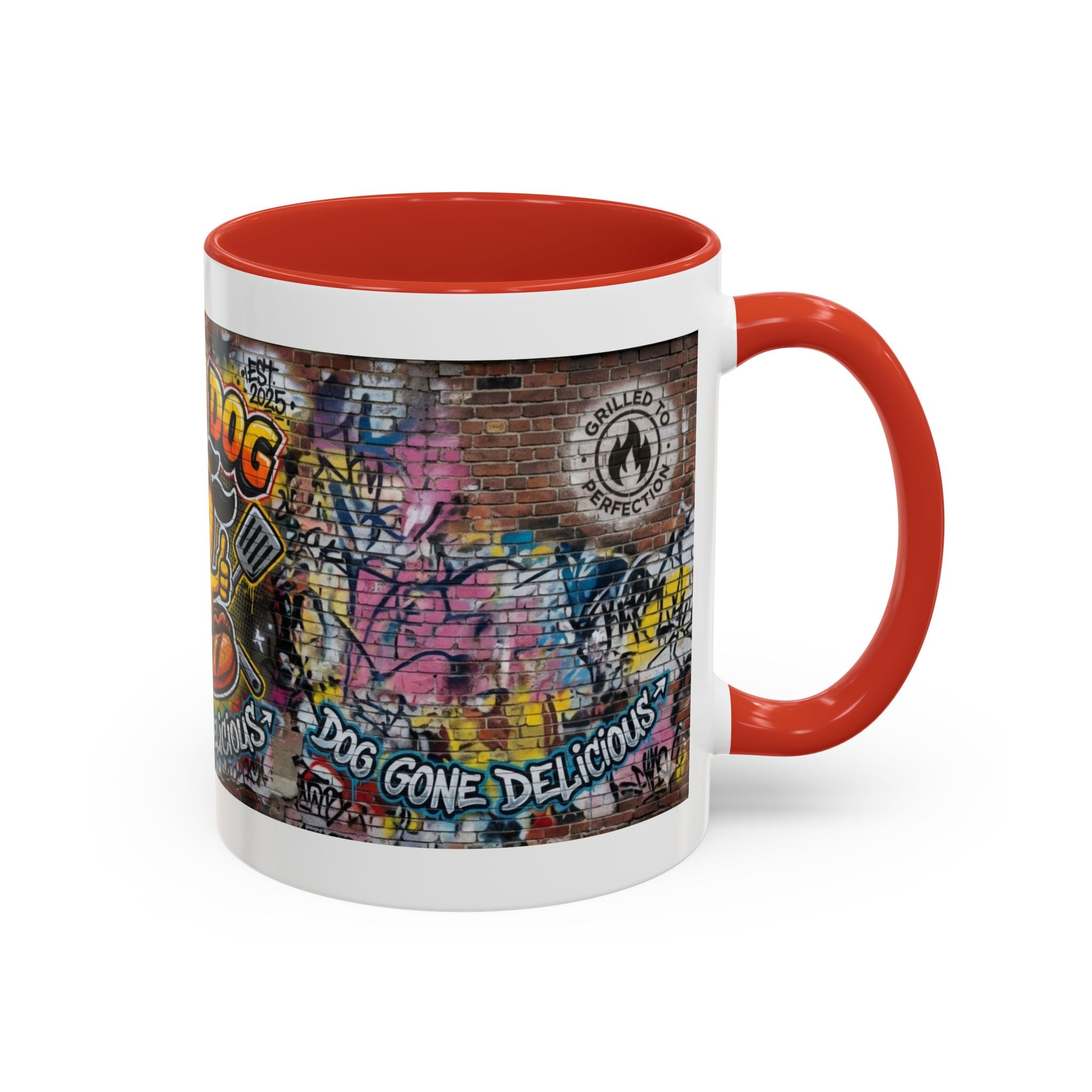 Rollin' Dog Graffiti Coffee Mug – "Dog Gone Delicious" Accent Mug