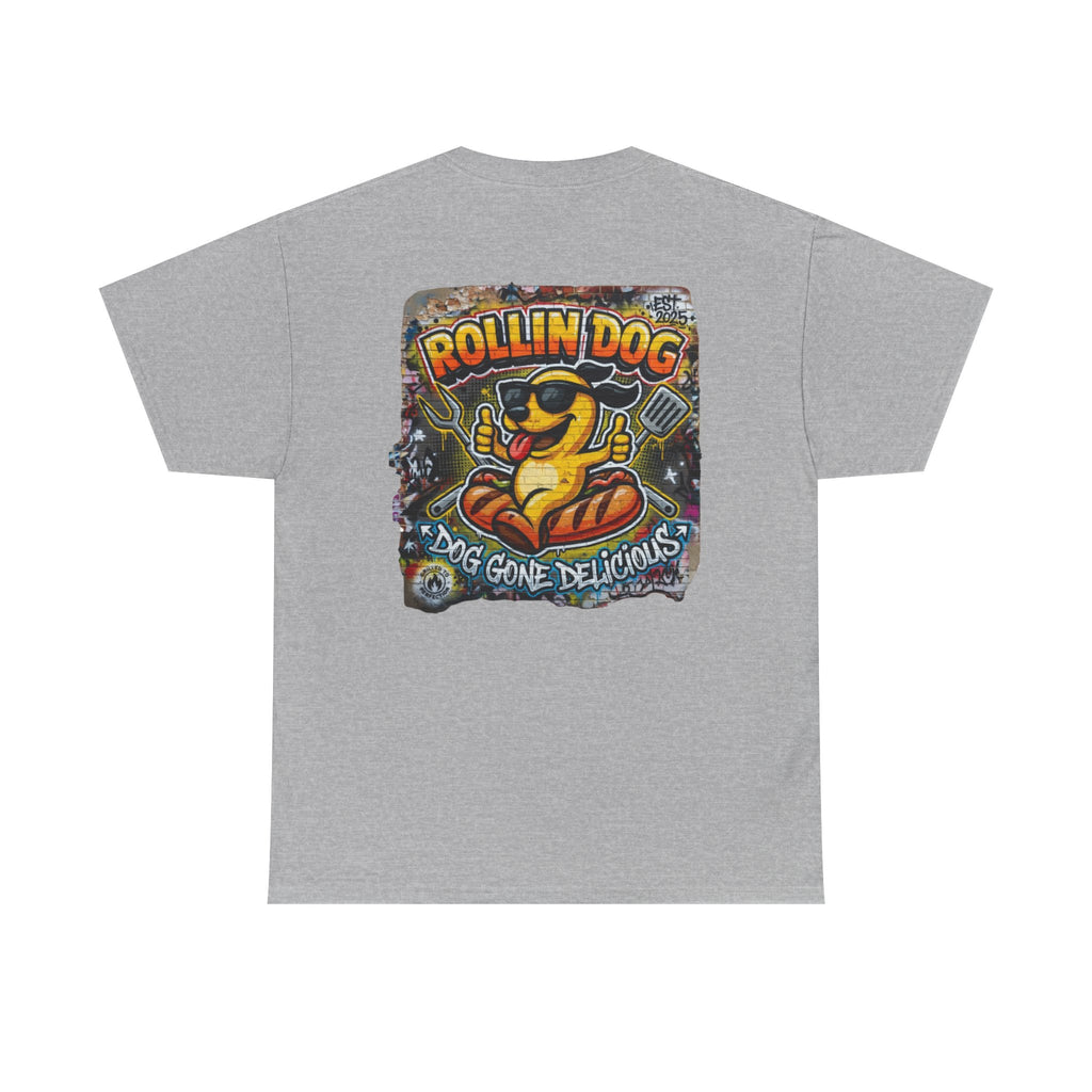 Rollin Dog Tee Graffiti 3 — 'Rollin Dog: Dog Gone Delicious' Graphic T‑Shirt