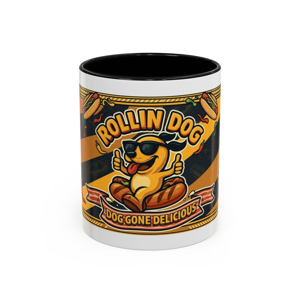 Rollin Dog Hot Dog Mug — Retro 'Dog Gone Delicious' Coffee Cup (11/15oz)