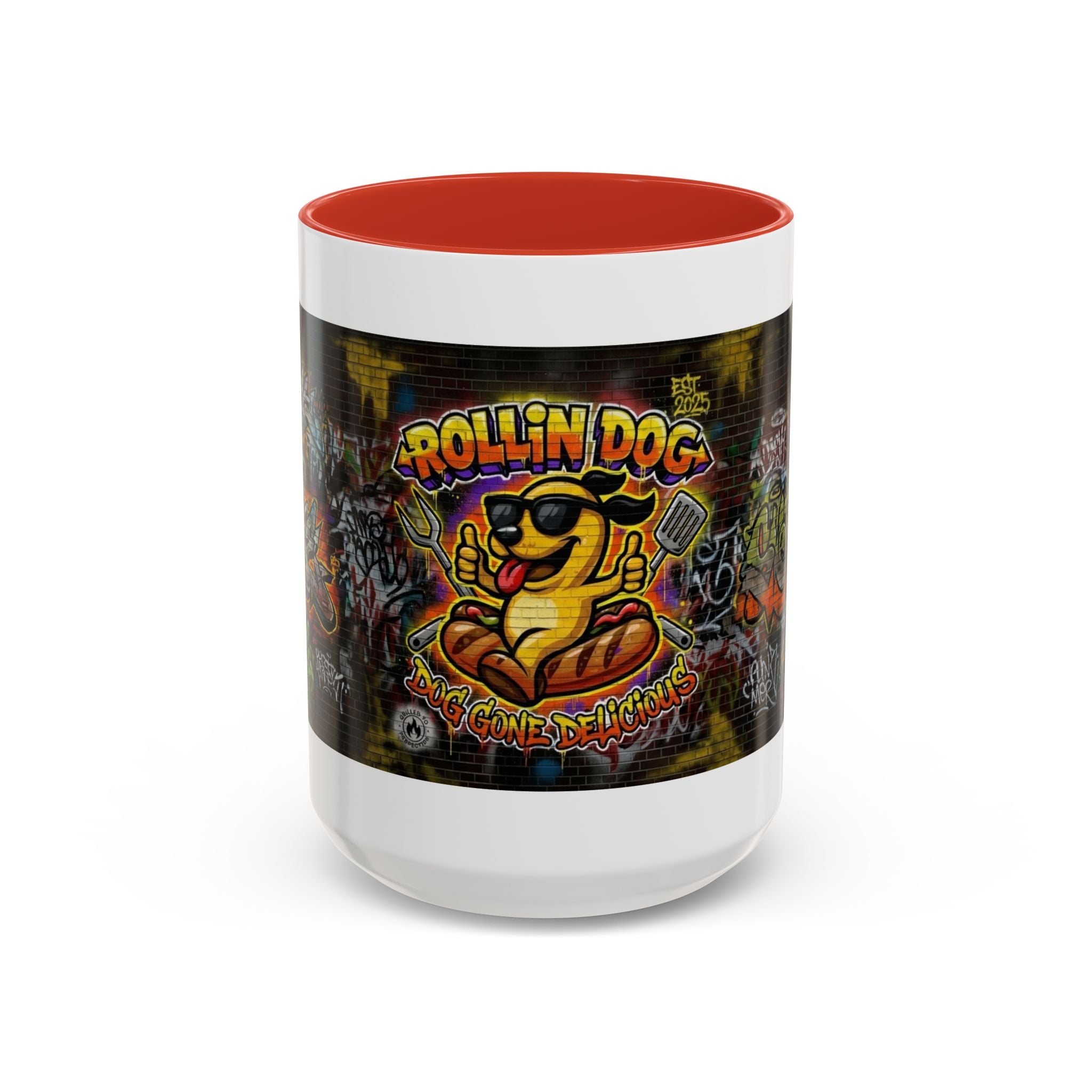Rollin Dog Hot Dog Mug — Graffiti Skate Vibe Coffee Cup (11/15oz)