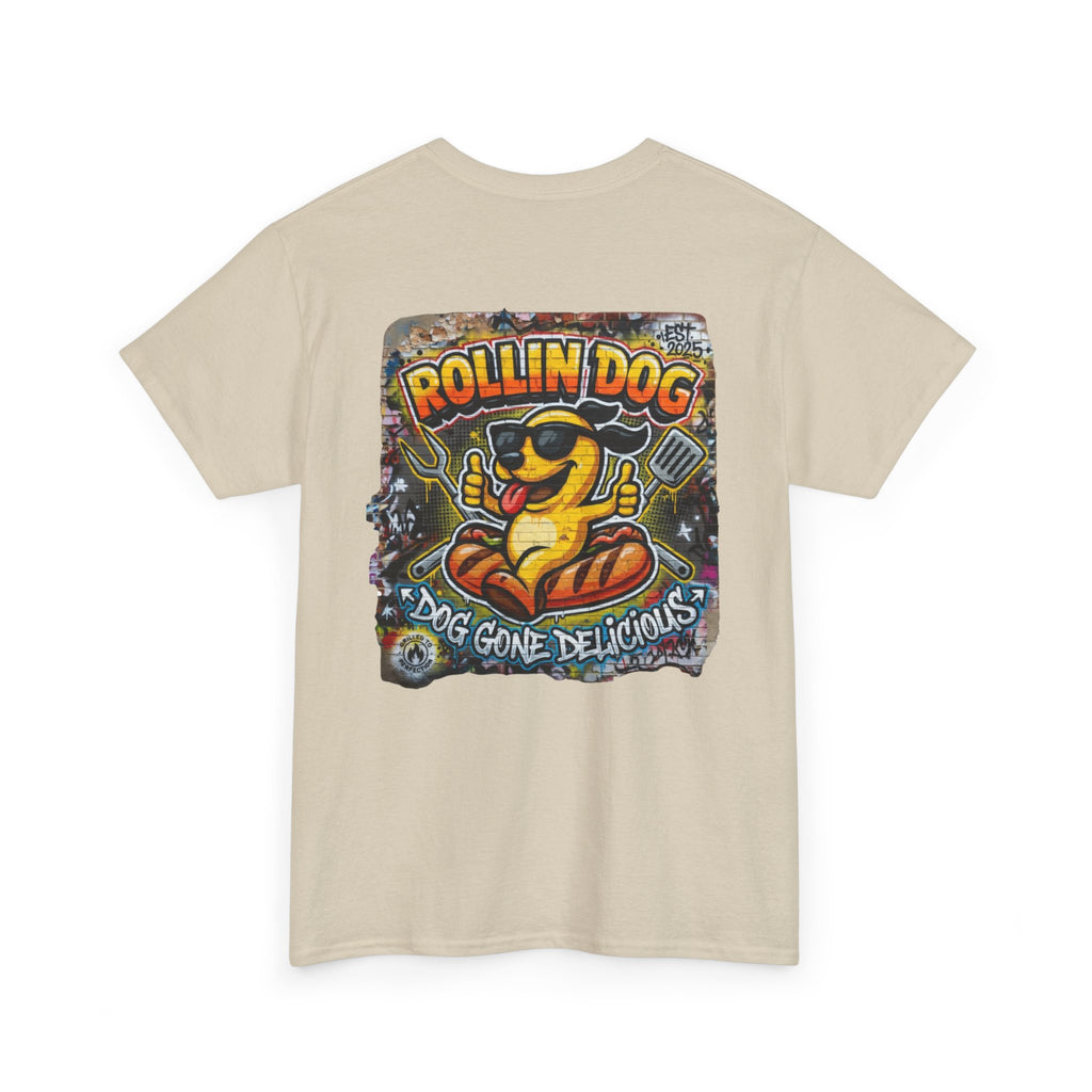 Rollin Dog Tee Graffiti 3 — 'Rollin Dog: Dog Gone Delicious' Graphic T‑Shirt