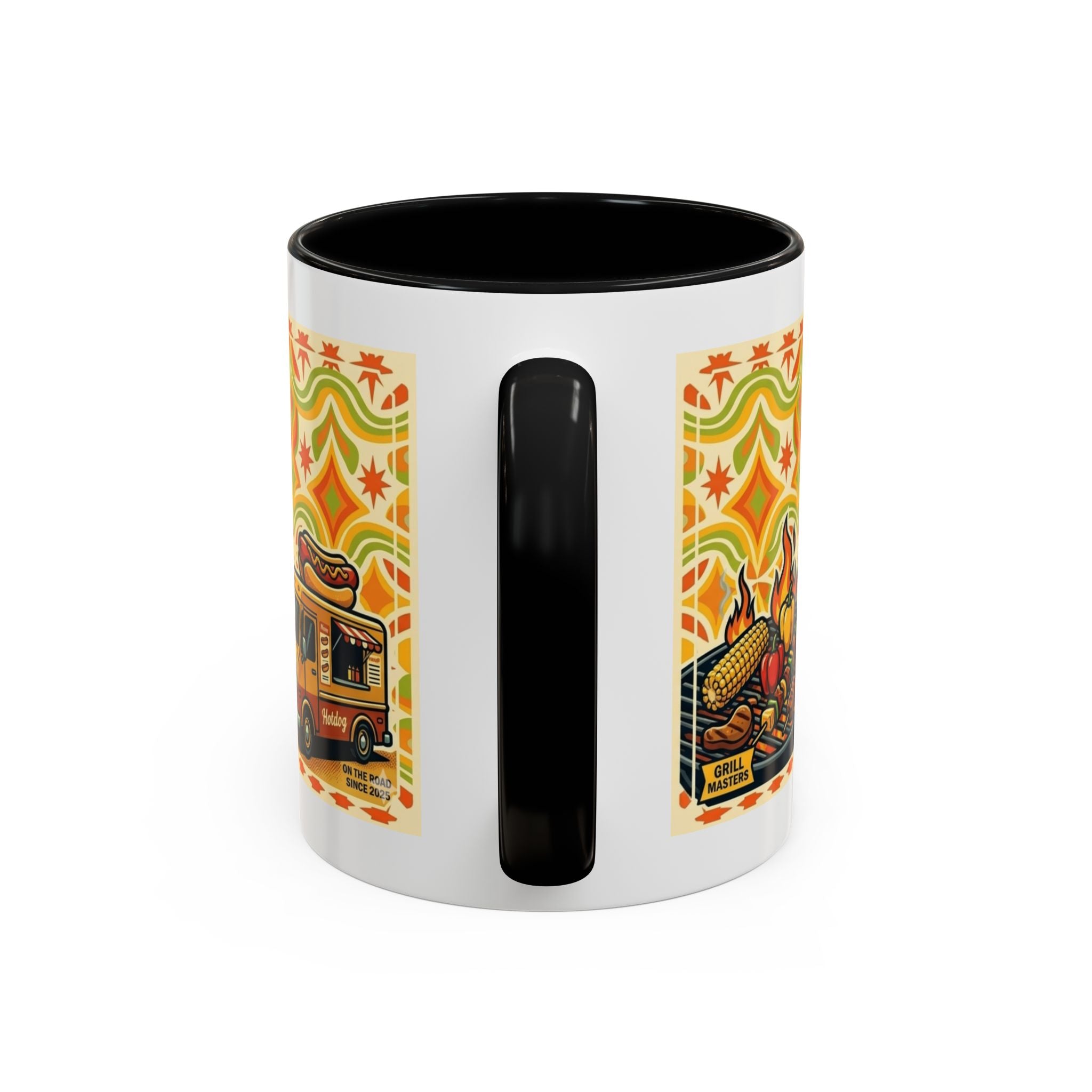 Retron Hot Dog Food Truck Accent Coffee Mug — "Rollin Dog" Retro Summer BBQ Mug (11/15oz)
