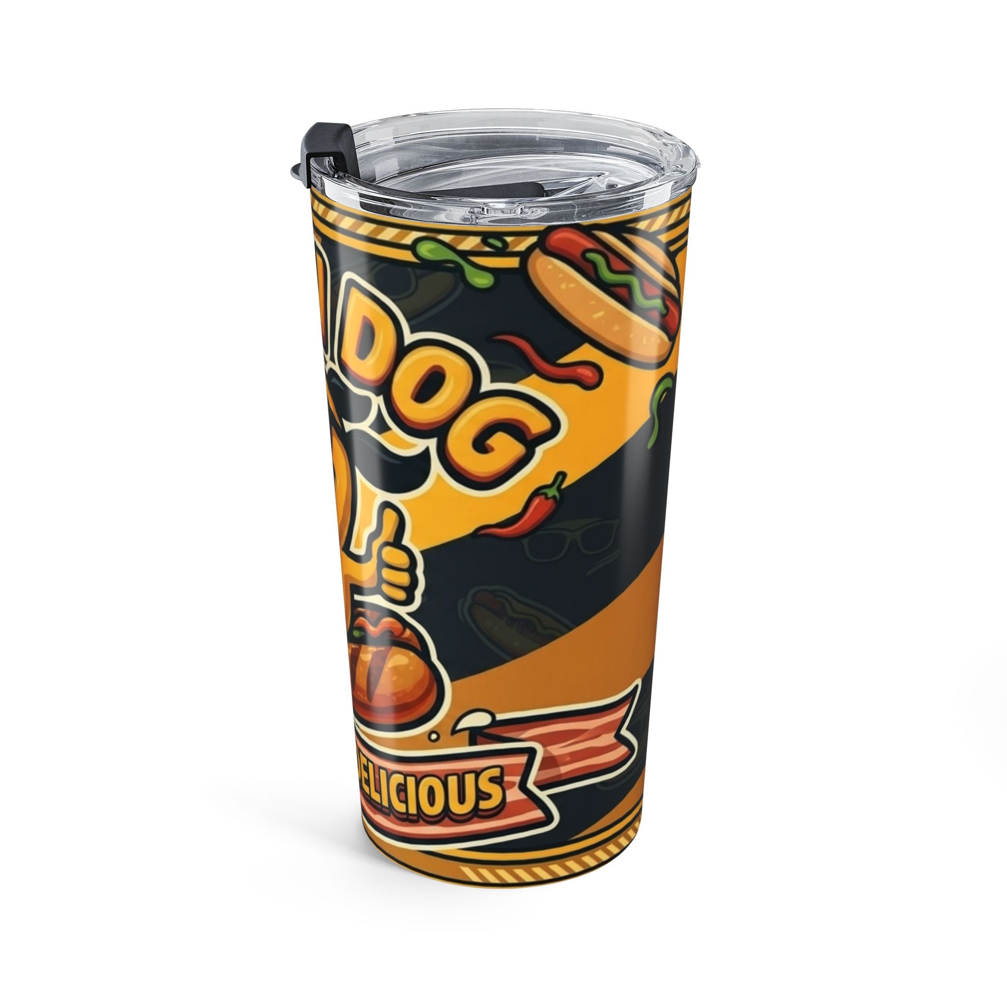 20oz Tumbler – 'Rollin' Dog' Hot Dog Cartoon Travel Cup (Insulated, Fun Summer Gift)