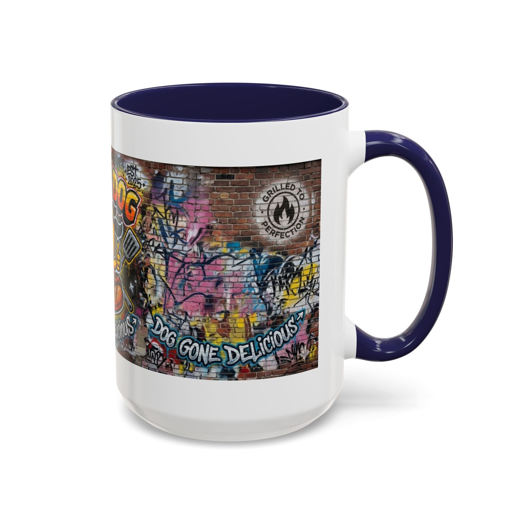 Rollin' Dog Graffiti Coffee Mug – "Dog Gone Delicious" Accent Mug