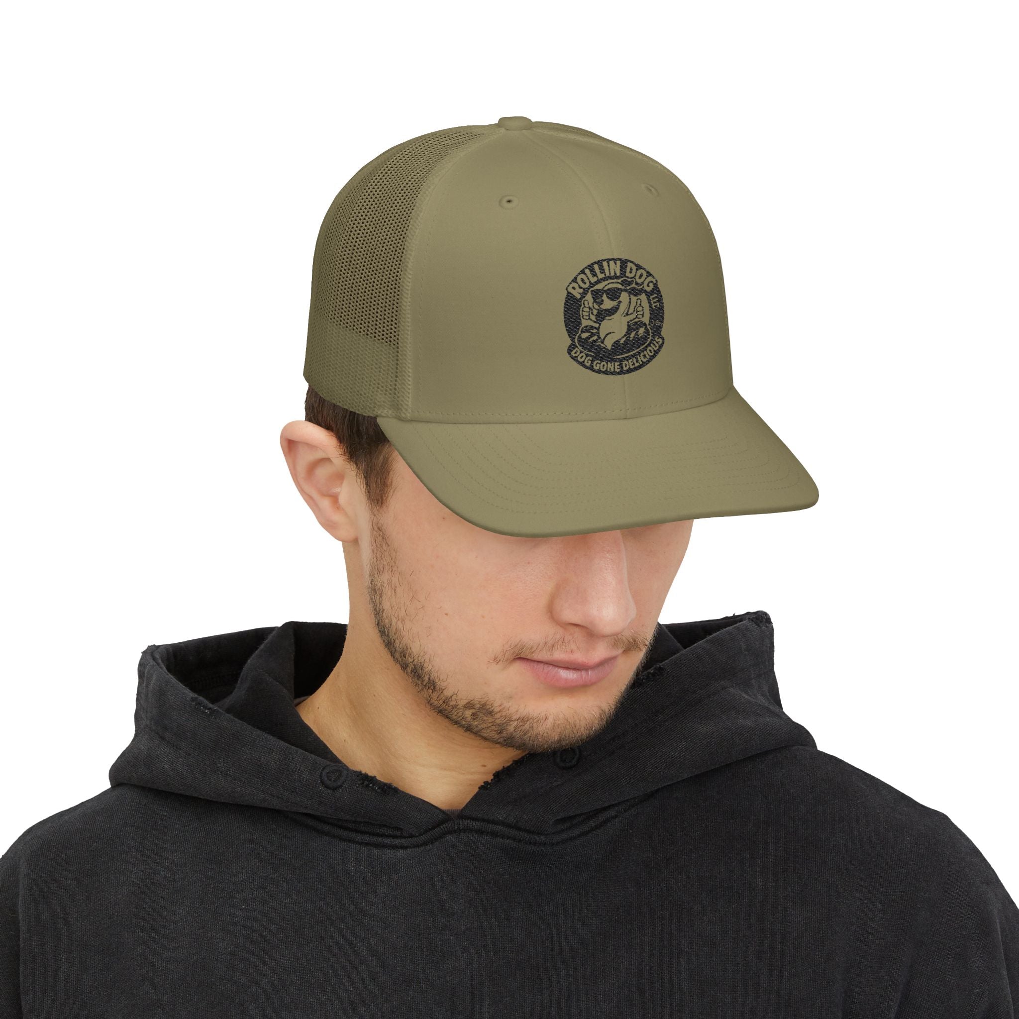 Trucker Cap — "Rollin' Dog" Embroidered Snapback