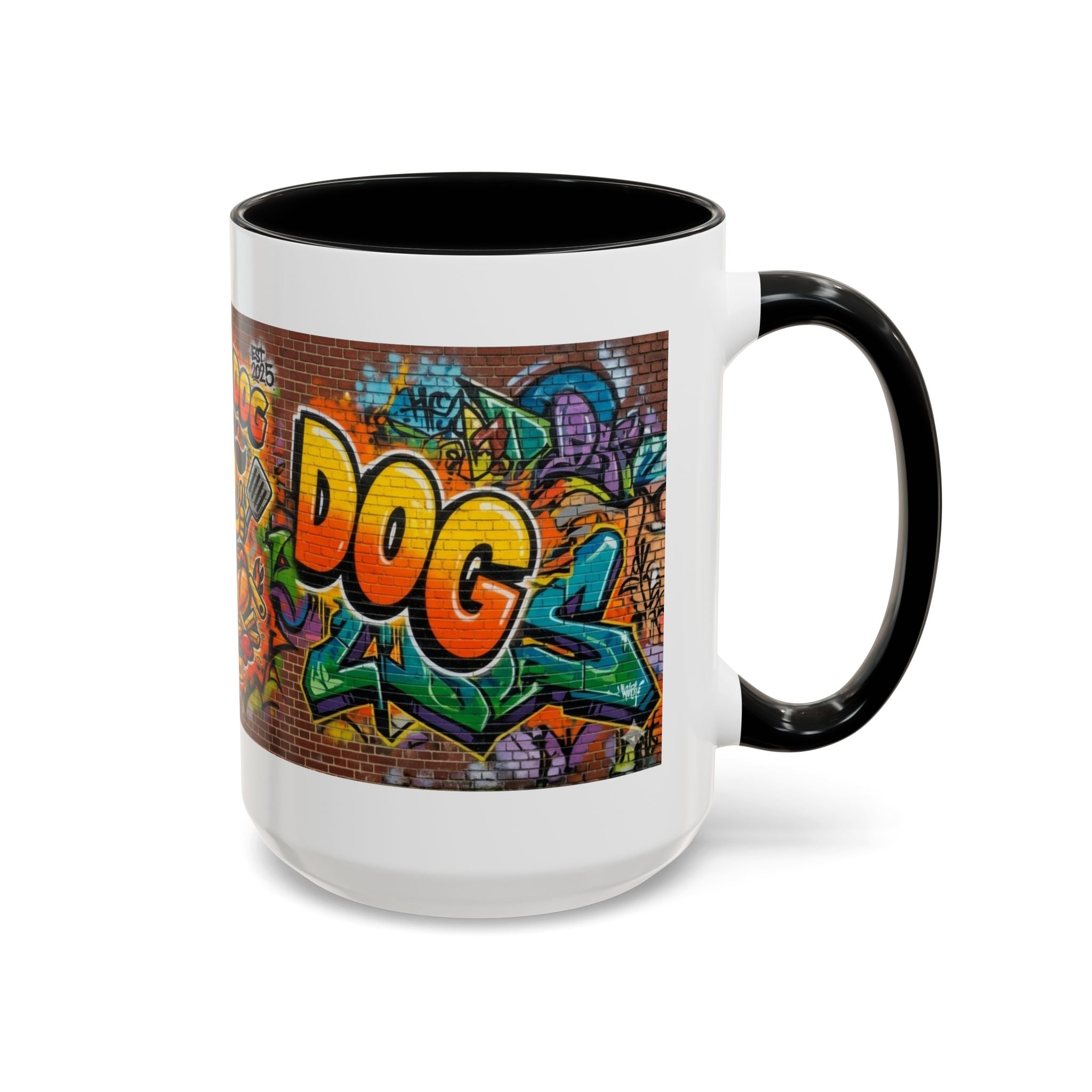 Rollin' Dog Graffiti Coffee Mug — Fun Hot Dog Street Art Accent Mug (11/15oz)