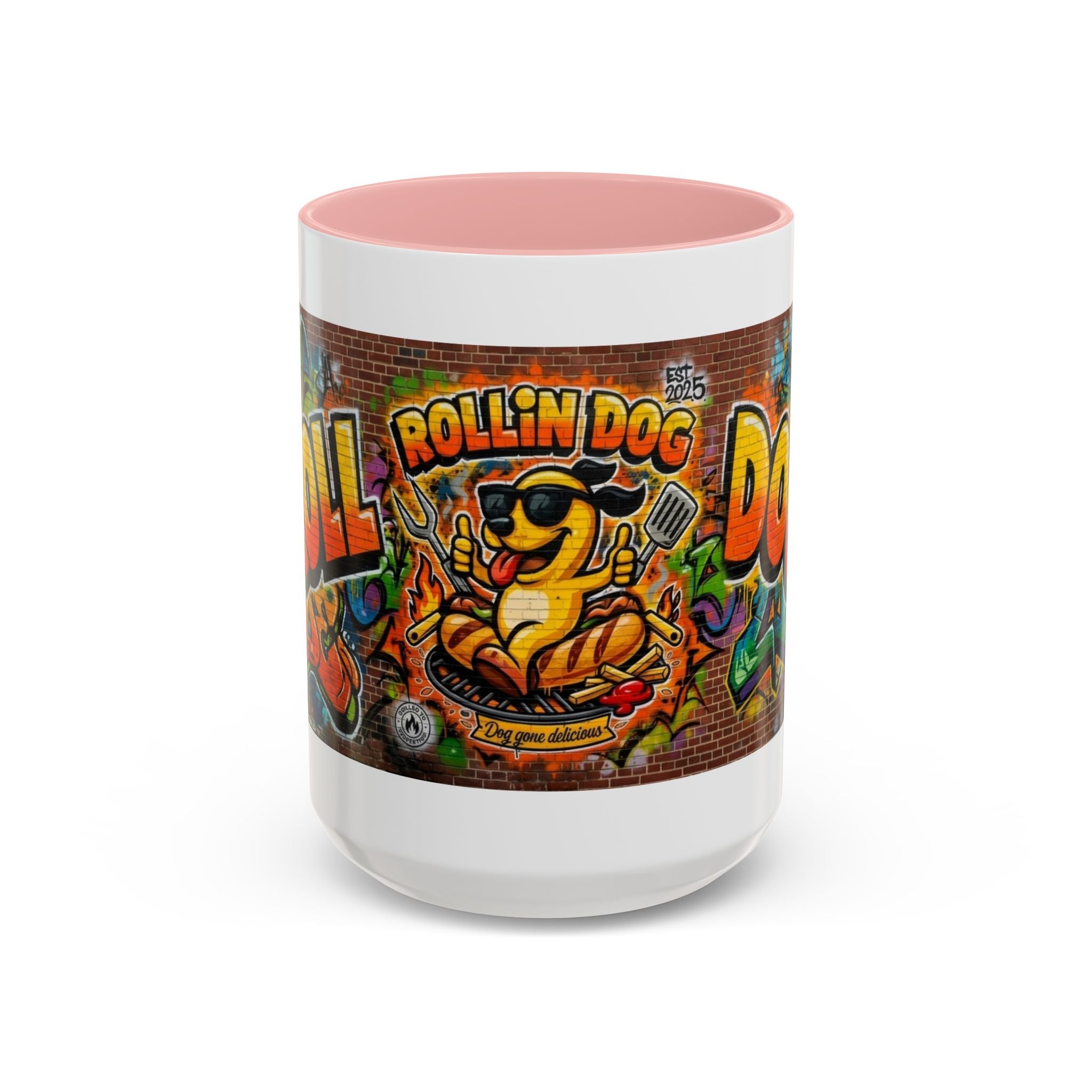Rollin' Dog Graffiti Coffee Mug — Fun Hot Dog Street Art Accent Mug (11/15oz)