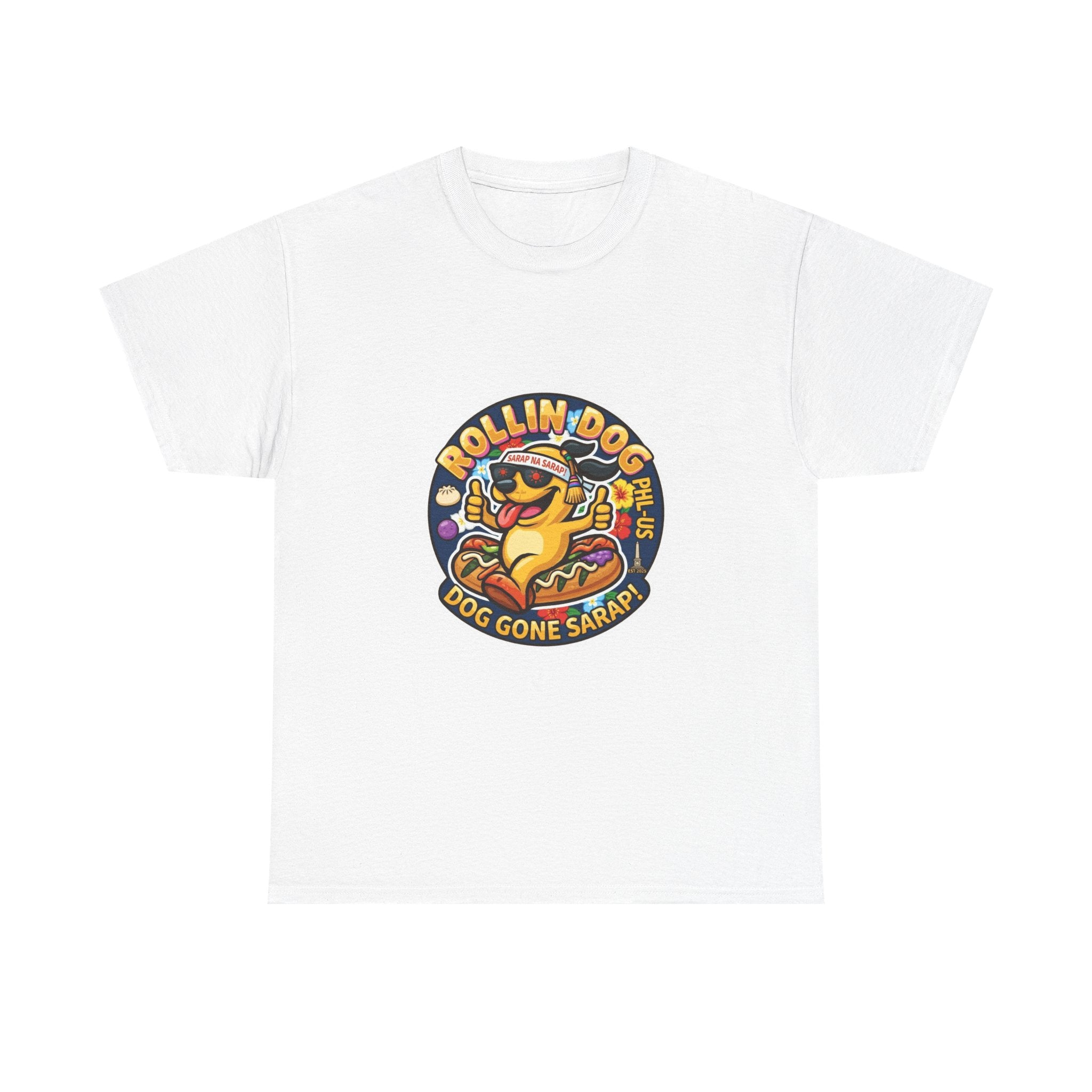 T-Shirt — "Rollin Dog" Hot Dog Graphic Tee (Dog Gone Saked!)