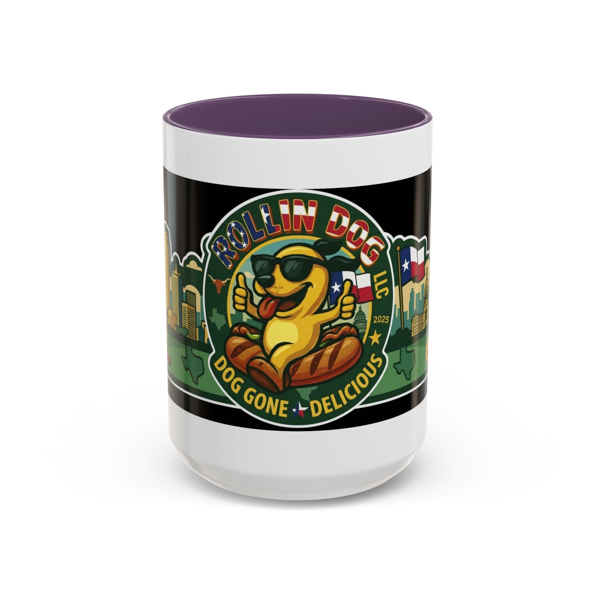 San Antonio Rollin Dog Coffee Mug — Fun Hot Dog Logo Accent Mug (11/15oz)
