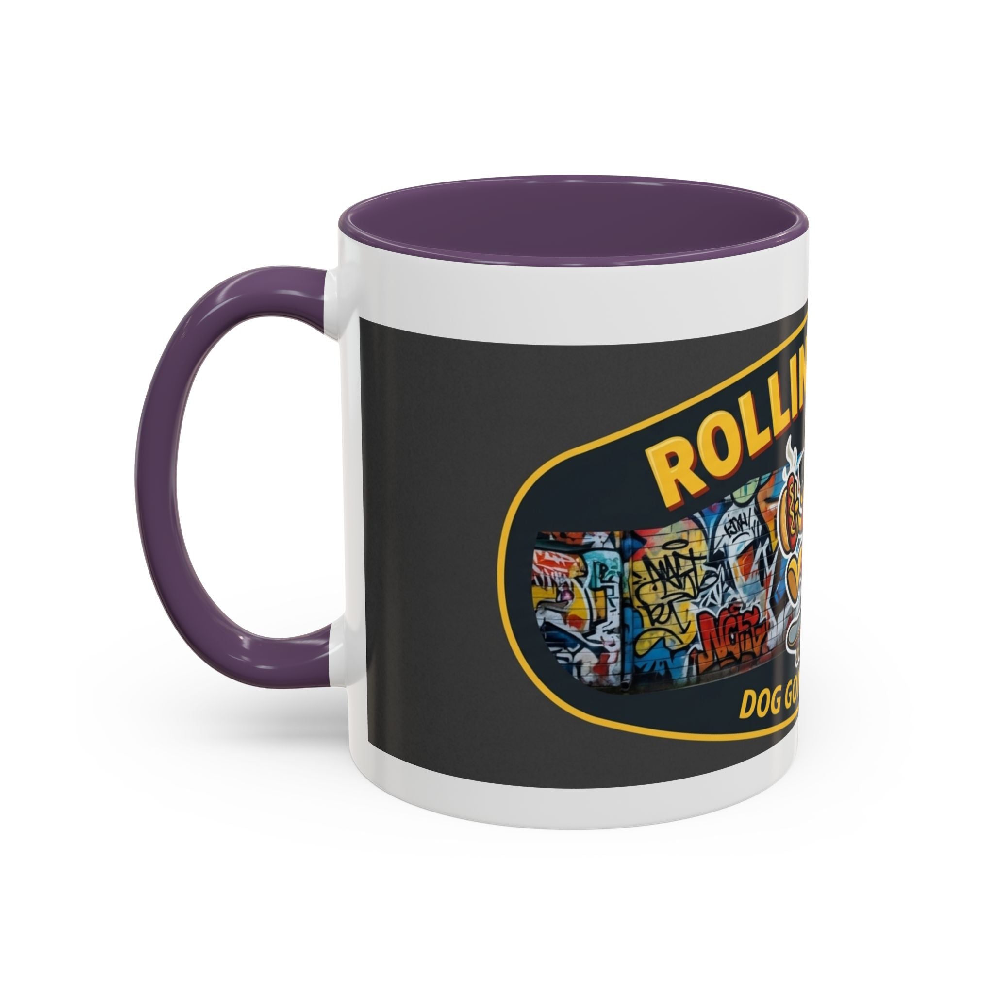 Rolling Dog Coffee Mug — 'Dog Gone Delicious' Skateboard Hot Dog Design