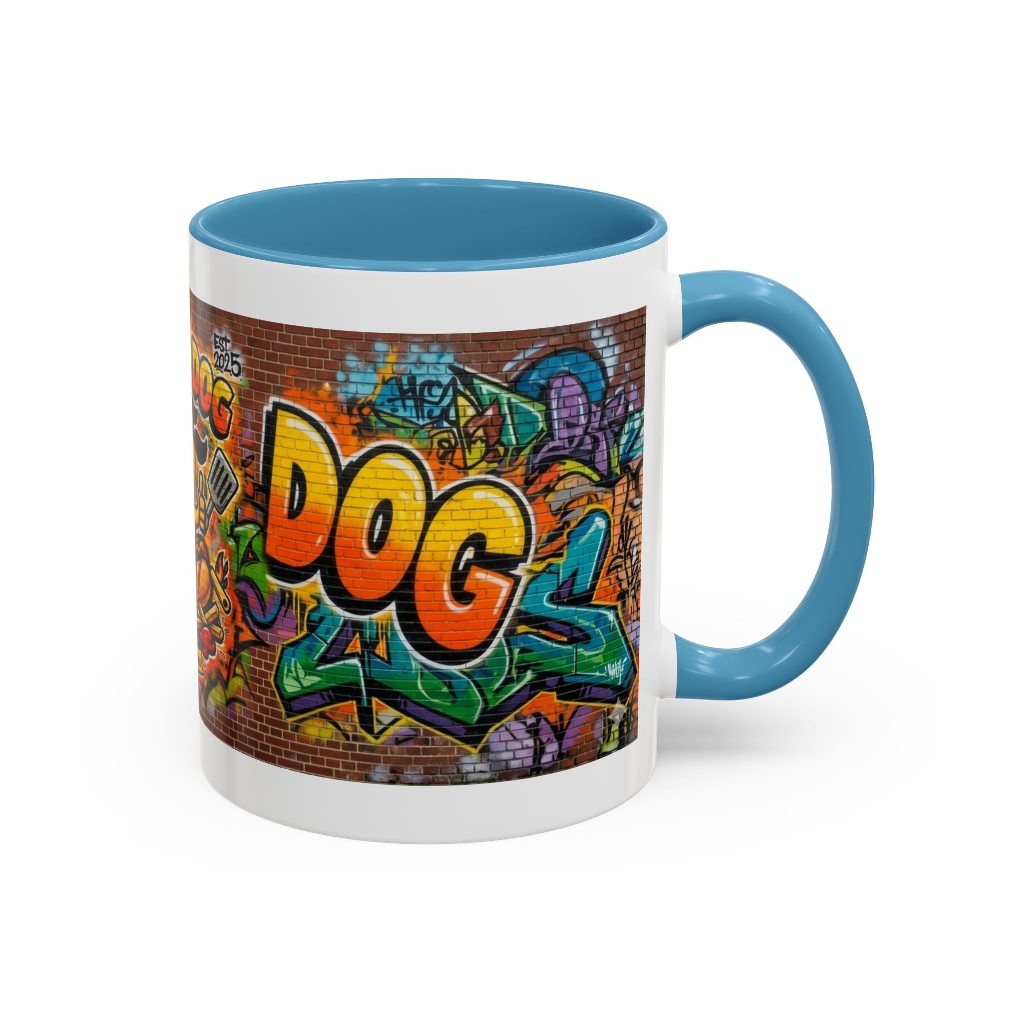 Rollin' Dog Graffiti Coffee Mug — Fun Hot Dog Street Art Accent Mug (11/15oz)