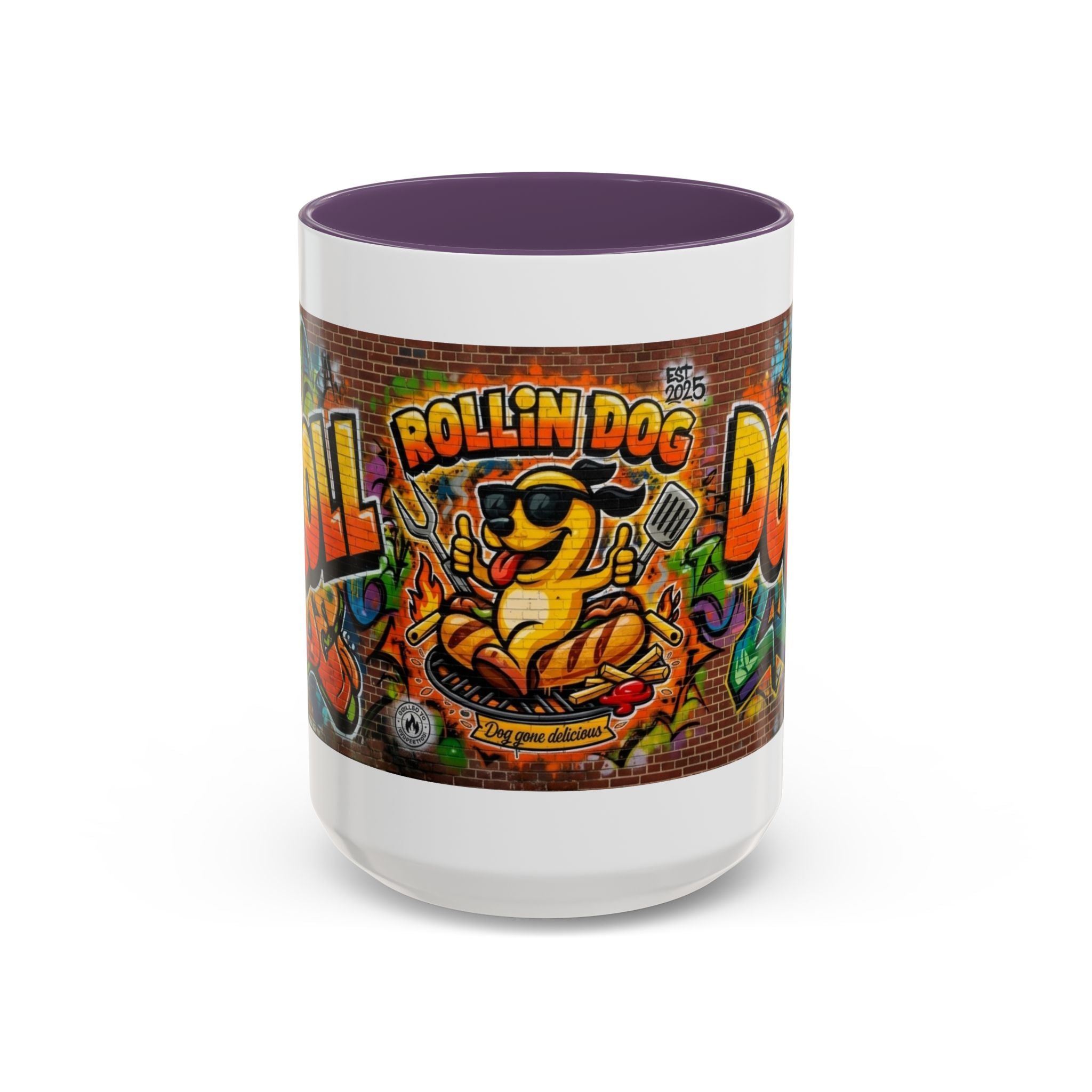 Rollin' Dog Graffiti Coffee Mug — Fun Hot Dog Street Art Accent Mug (11/15oz)