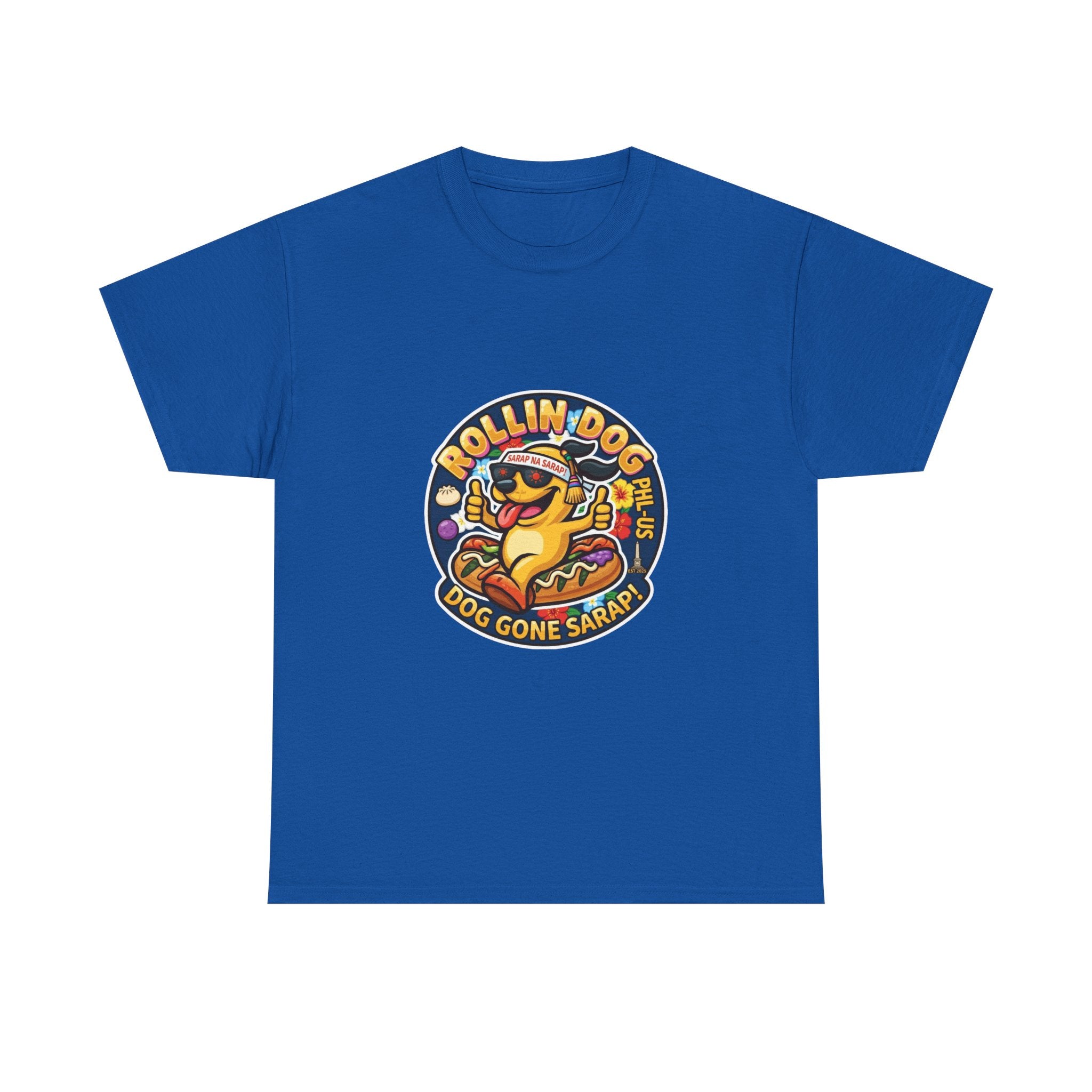 T-Shirt — "Rollin Dog" Hot Dog Graphic Tee (Dog Gone Saked!)