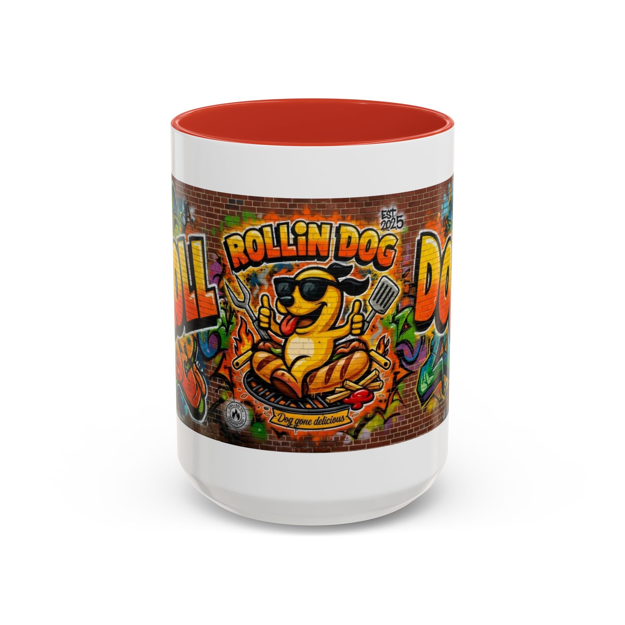 Rollin' Dog Graffiti Coffee Mug — Fun Hot Dog Street Art Accent Mug (11/15oz)