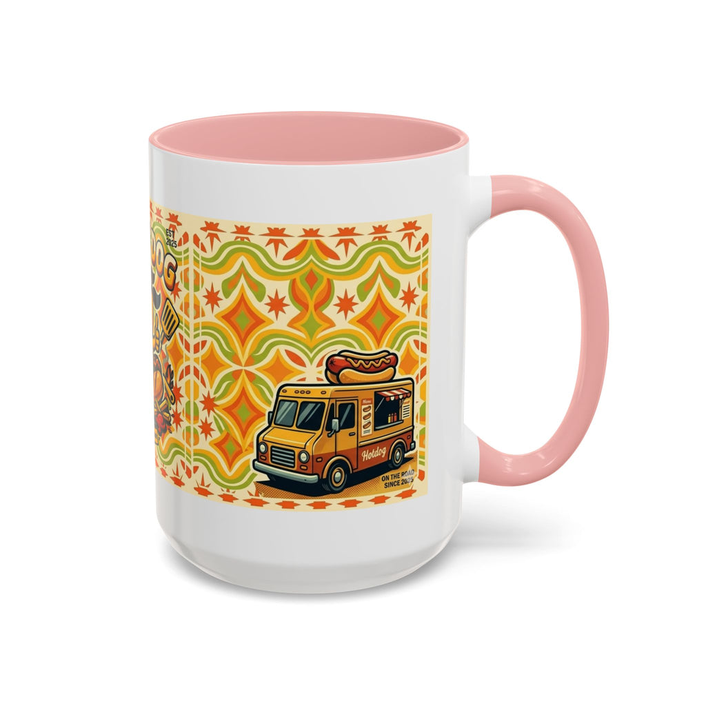 Retron Hot Dog Food Truck Accent Coffee Mug — "Rollin Dog" Retro Summer BBQ Mug (11/15oz)