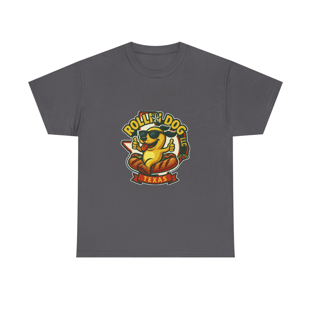 T-Shirt — "Rollin' Dog Texas" Cool Hot Dog Mascot Graphic Tee