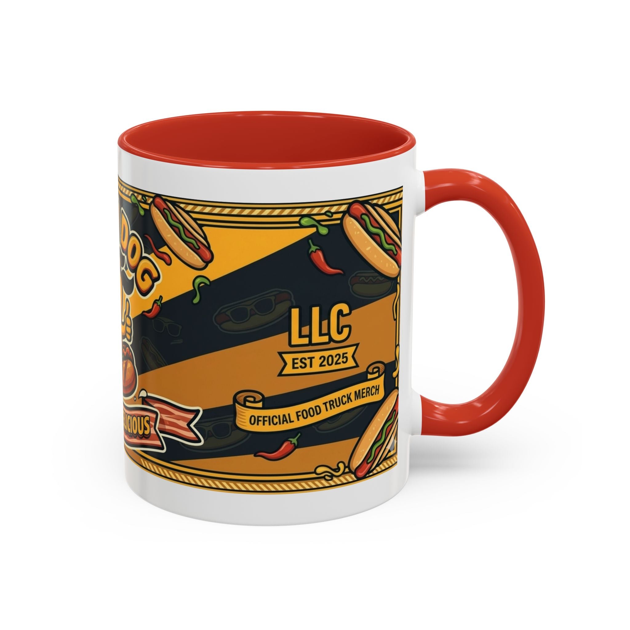 Rollin Dog Hot Dog Mug — Retro 'Dog Gone Delicious' Coffee Cup (11/15oz)