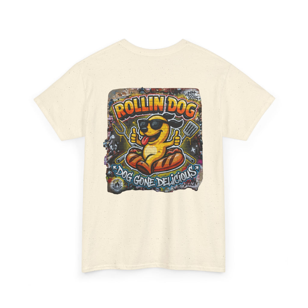 Rollin Dog Tee Graffiti 3 — 'Rollin Dog: Dog Gone Delicious' Graphic T‑Shirt
