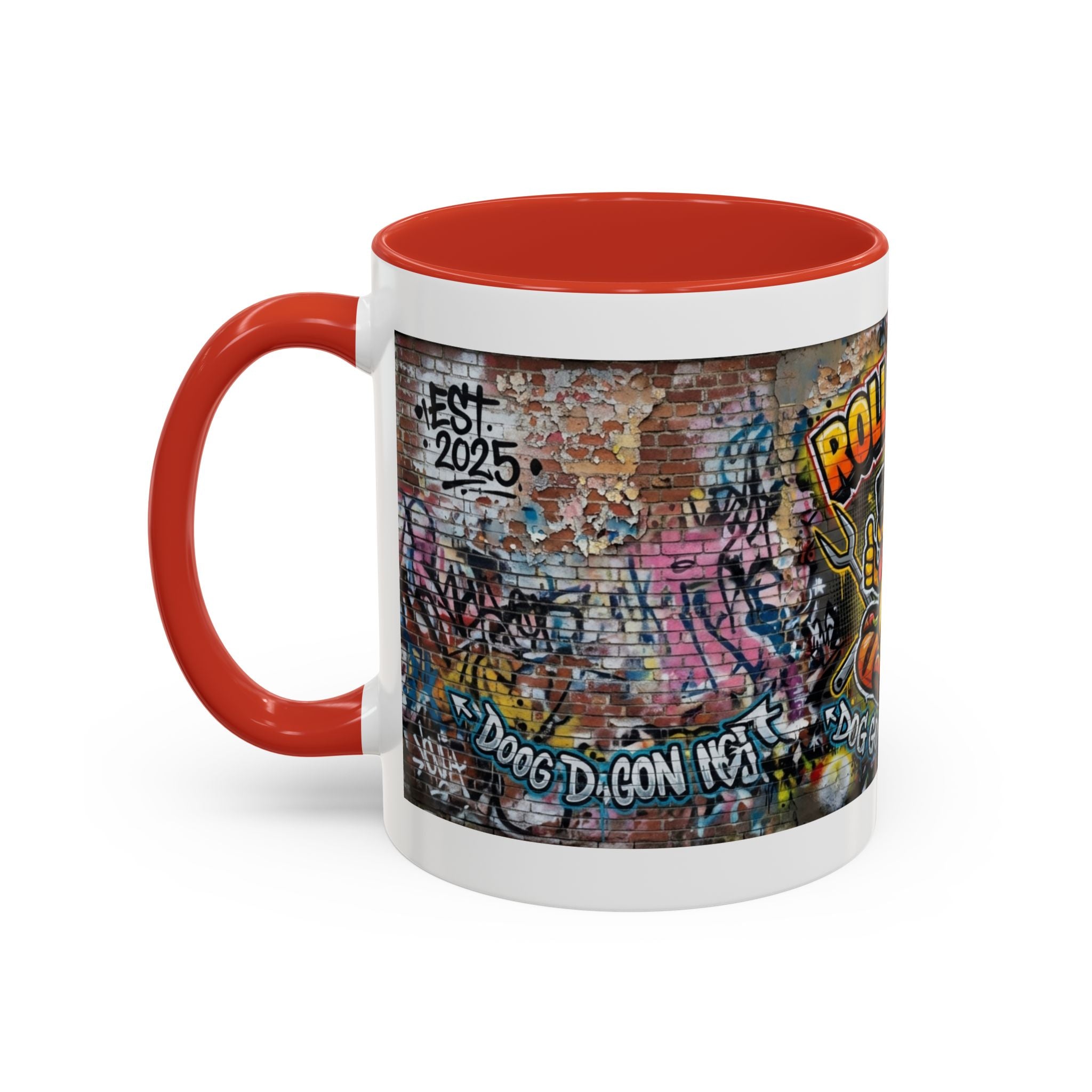 Rollin' Dog Graffiti Coffee Mug – "Dog Gone Delicious" Accent Mug