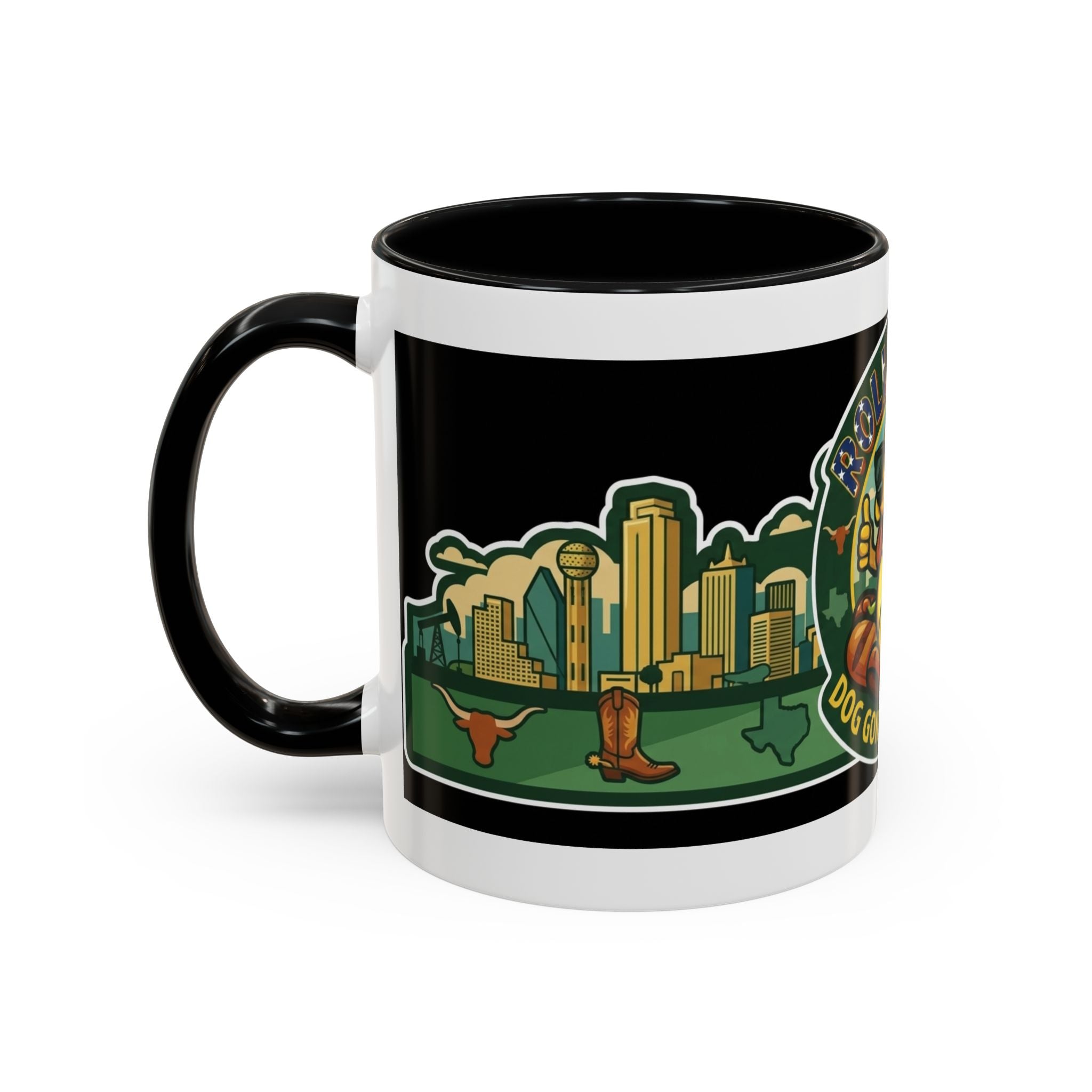 San Antonio Rollin Dog Coffee Mug — Fun Hot Dog Logo Accent Mug (11/15oz)