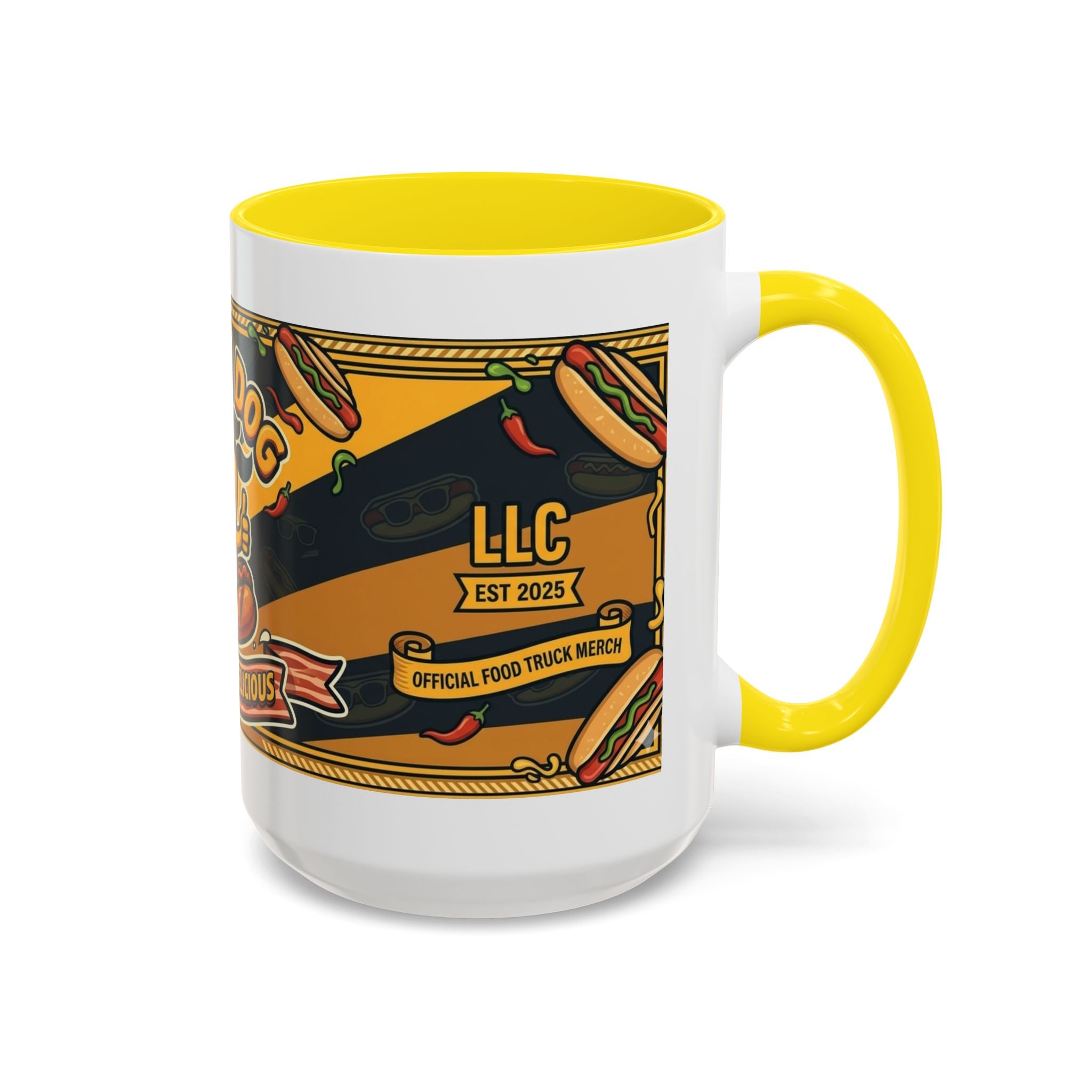 Rollin Dog Hot Dog Mug — Retro 'Dog Gone Delicious' Coffee Cup (11/15oz)
