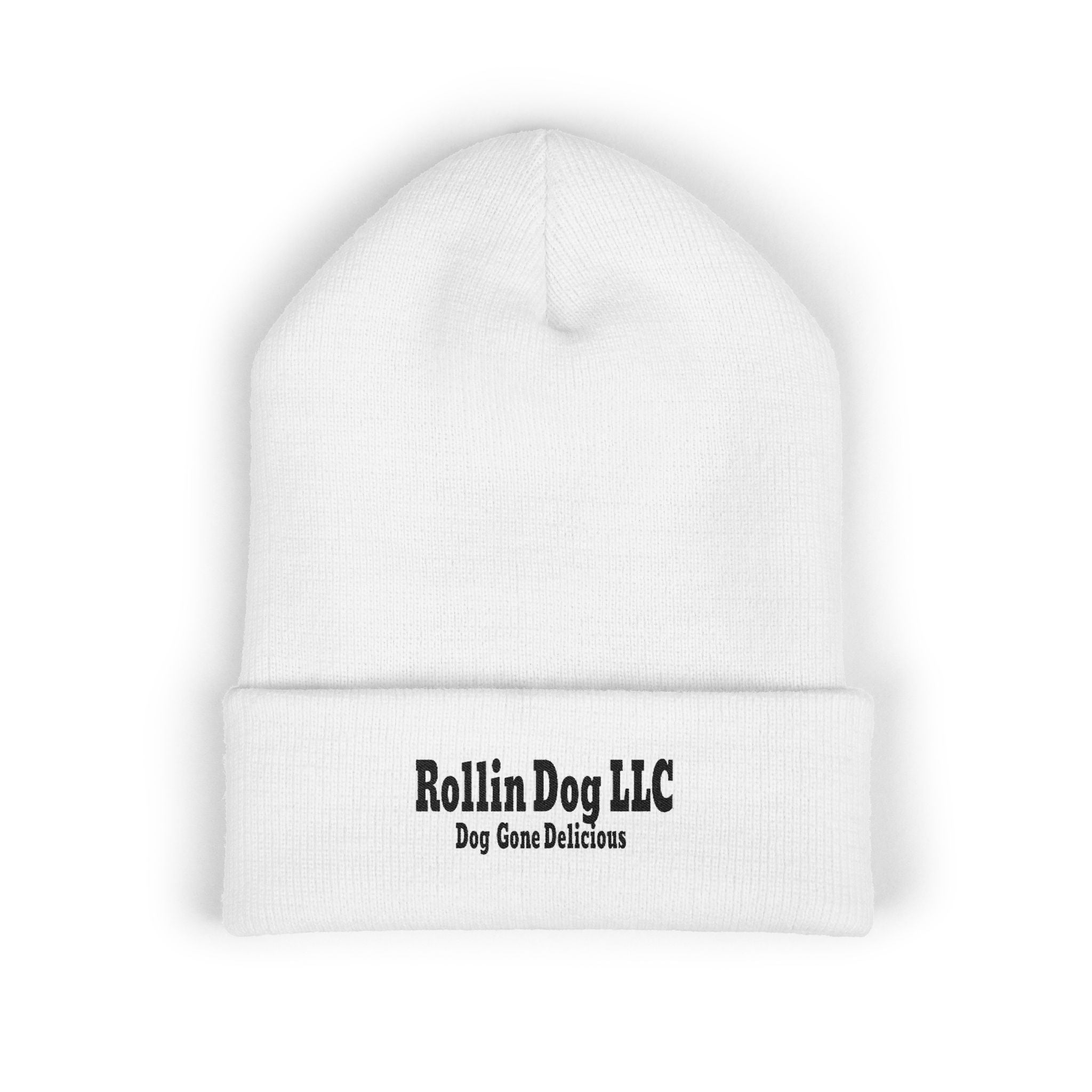 Rollin Dog LLC Black Embroidered Cuffed Beanie — 'Dog Gone Delicious'
