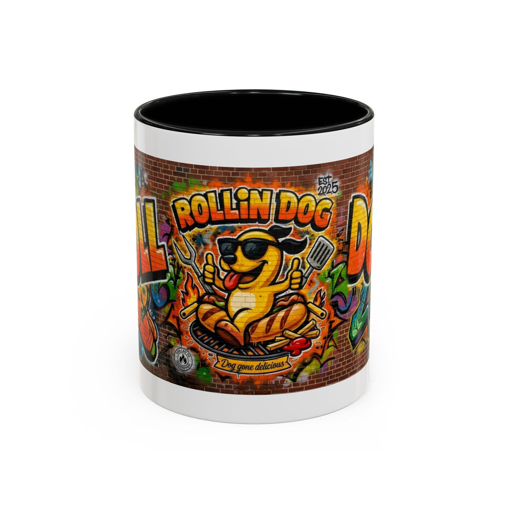 Rollin' Dog Graffiti Coffee Mug — Fun Hot Dog Street Art Accent Mug (11/15oz)