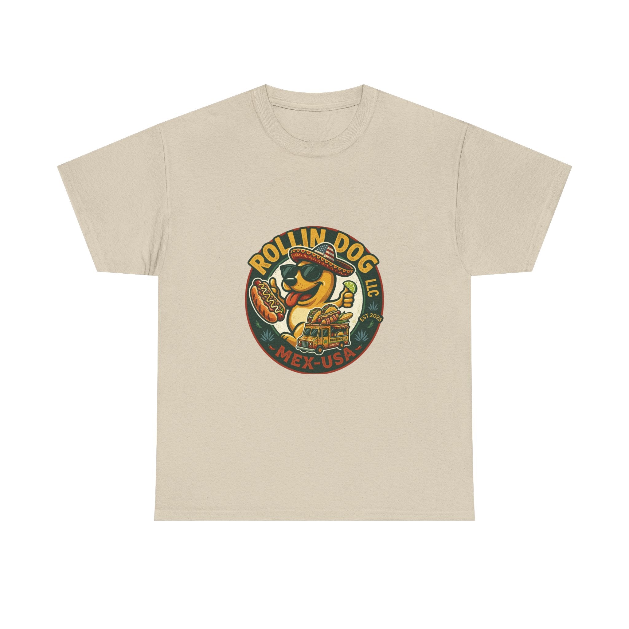 Rollin' Dog Hot Dog T-Shirt – Retro Mexican Street Food Graphic Tee