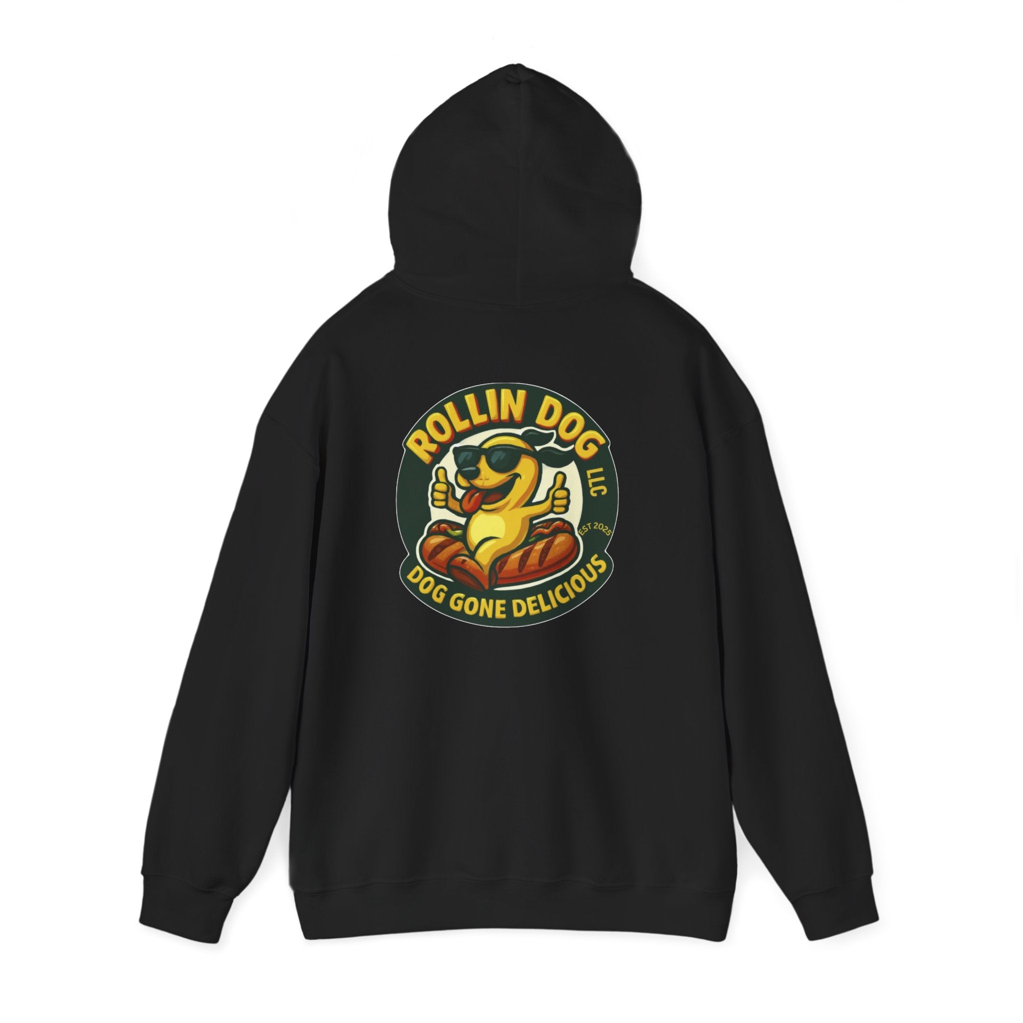 Original Dog Logo Hoodie — 'Rollin Dog LLC: Dog Gone Delicious' Graphic Pullover