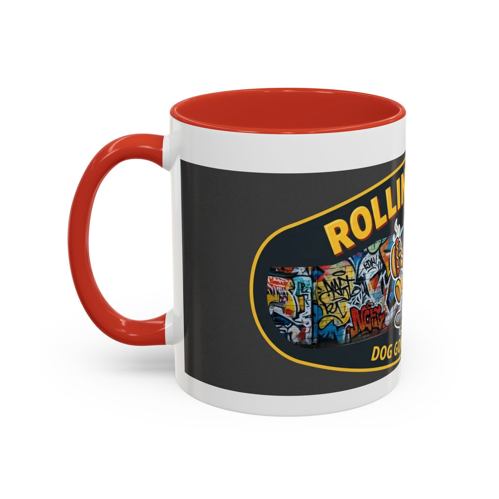 Rolling Dog Coffee Mug — 'Dog Gone Delicious' Skateboard Hot Dog Design