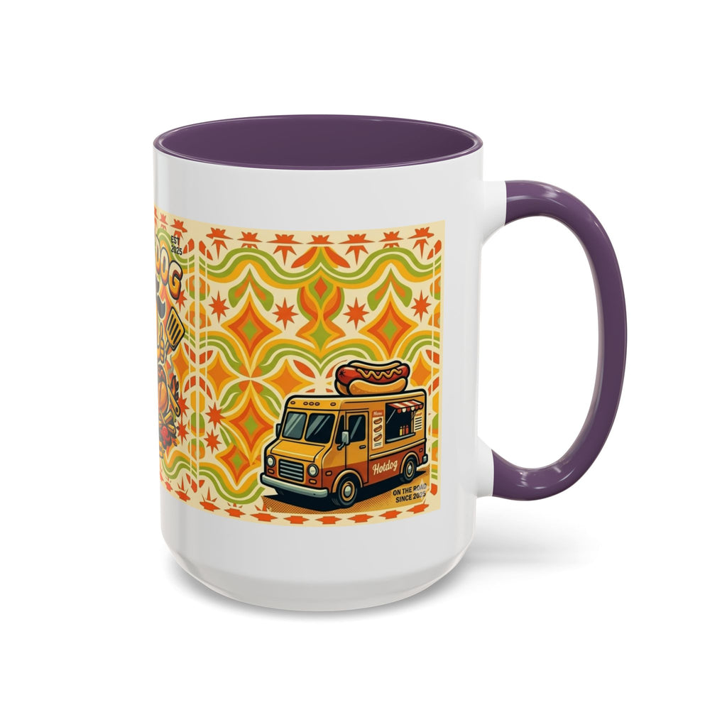 Retron Hot Dog Food Truck Accent Coffee Mug — "Rollin Dog" Retro Summer BBQ Mug (11/15oz)