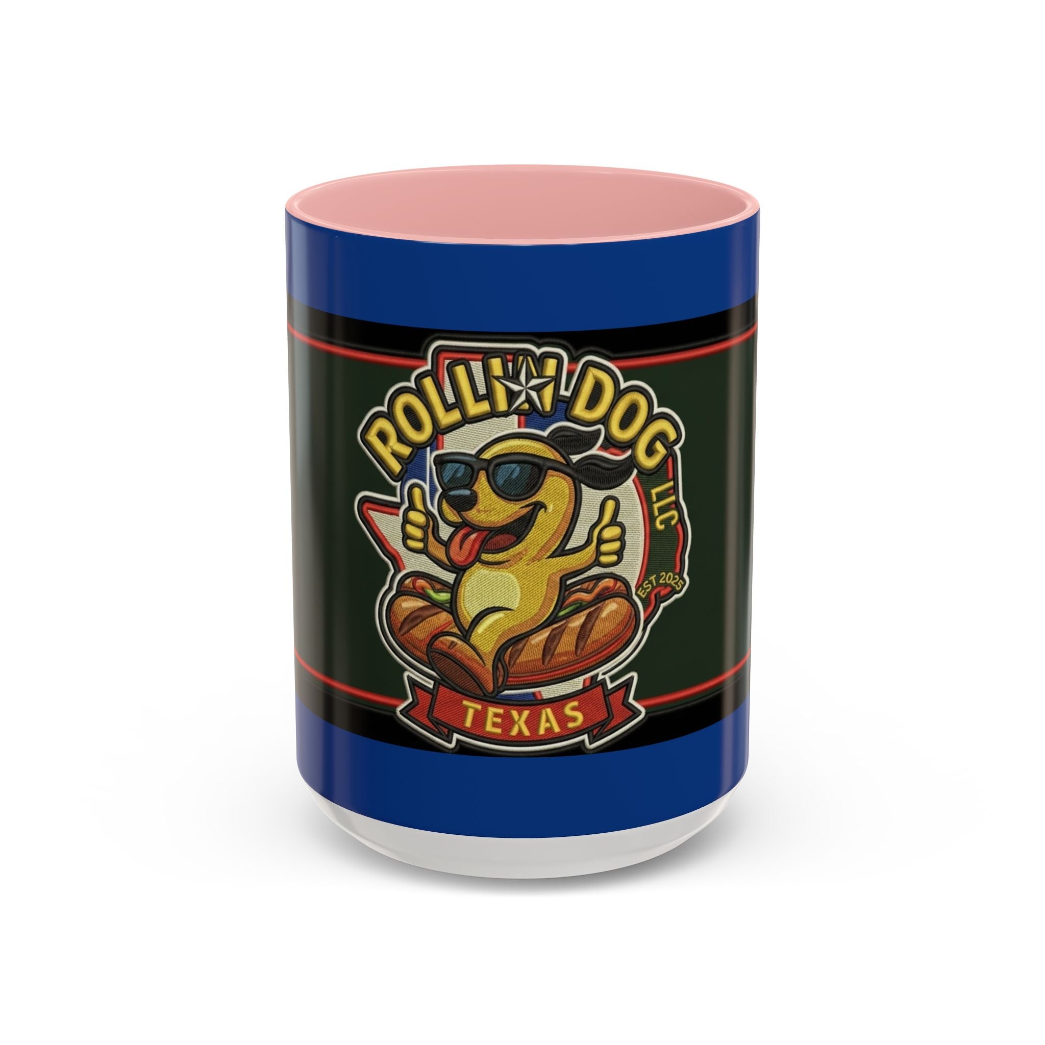Texas Rollin Dog 'Dog Gone Delicious' Accent Coffee Mug – Fun Hot Dog Logo 11/15oz