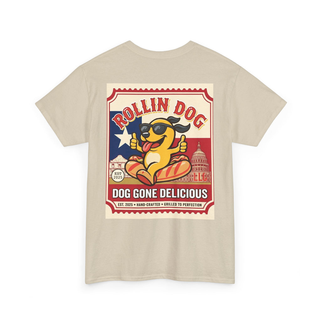 T-Shirt — "Rollin Dog: Dog Gone Delicious" Retro Hot Dog Graphic Tee