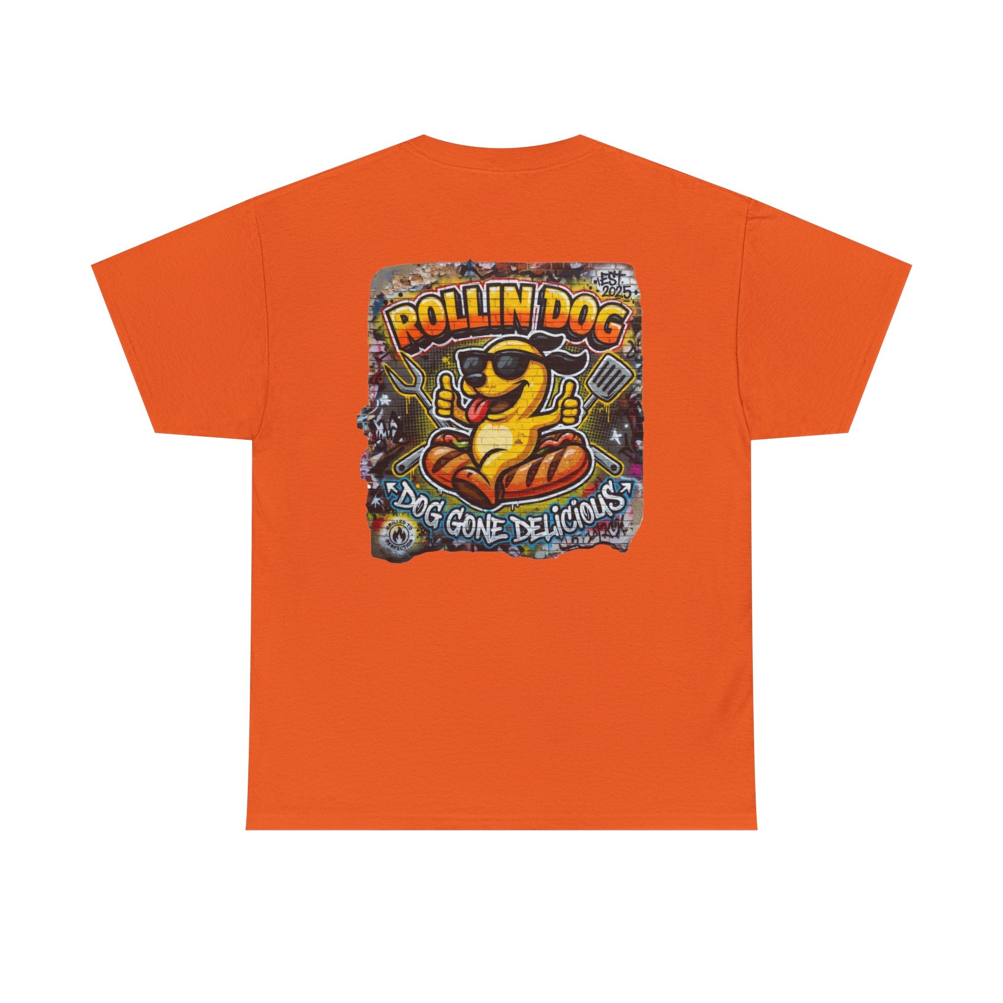 Rollin Dog Tee Graffiti 3 — 'Rollin Dog: Dog Gone Delicious' Graphic T‑Shirt