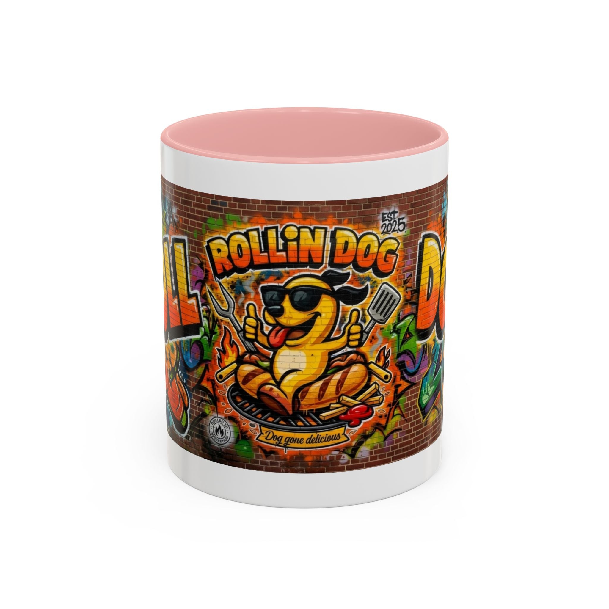 Rollin' Dog Graffiti Coffee Mug — Fun Hot Dog Street Art Accent Mug (11/15oz)