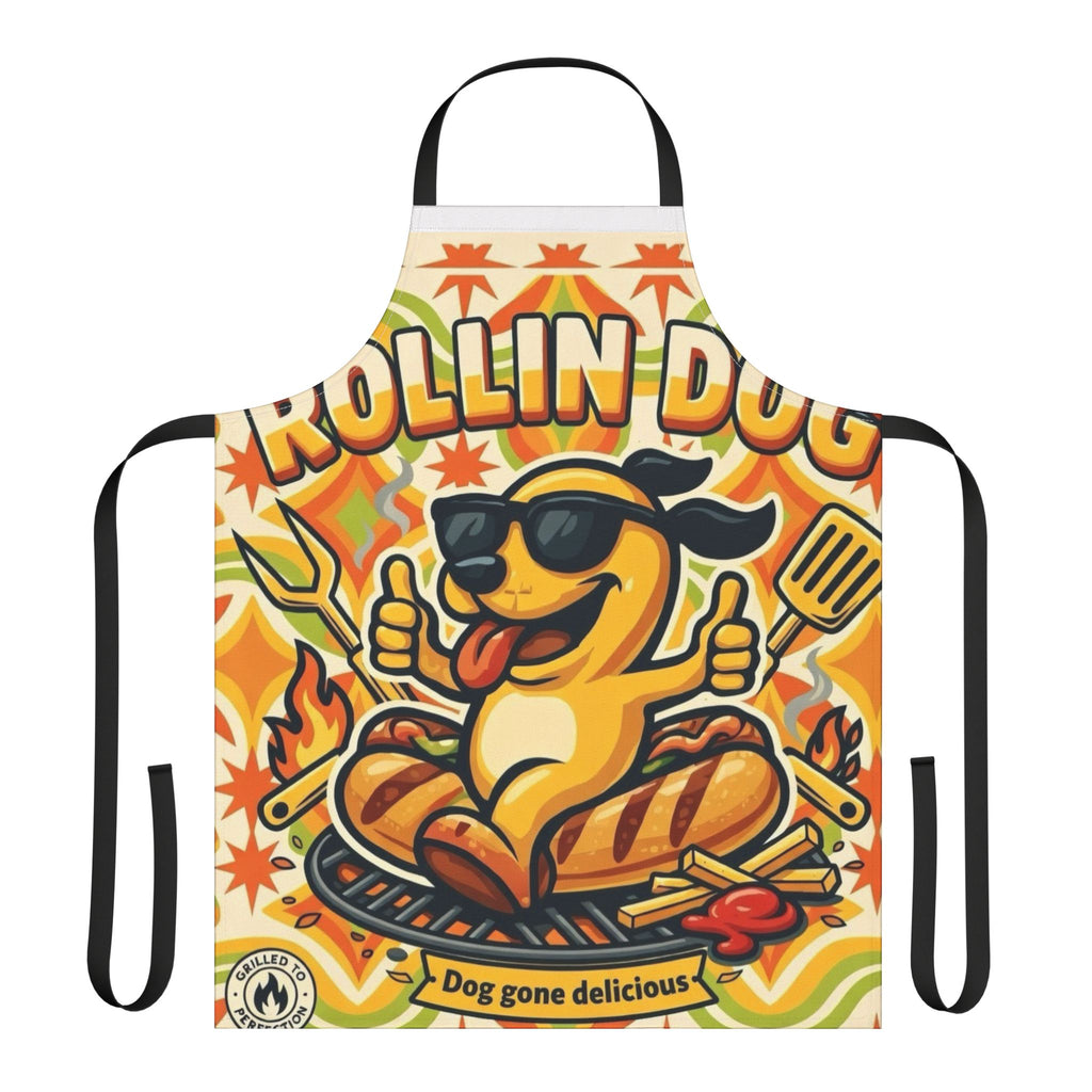 Grilling Apron — "Rollin Dog" Hot Dog BBQ Apron (Dog Gone Delicious)