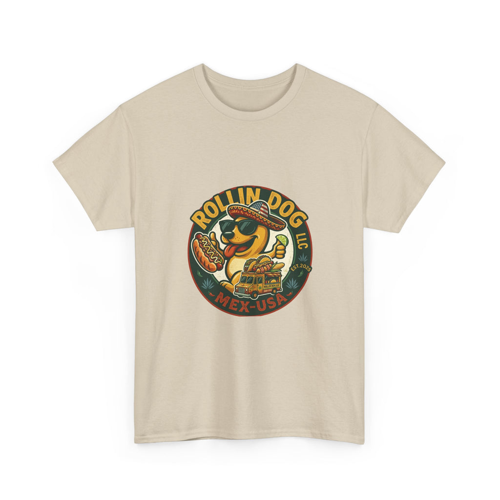 Rollin' Dog Hot Dog T-Shirt – Retro Mexican Street Food Graphic Tee