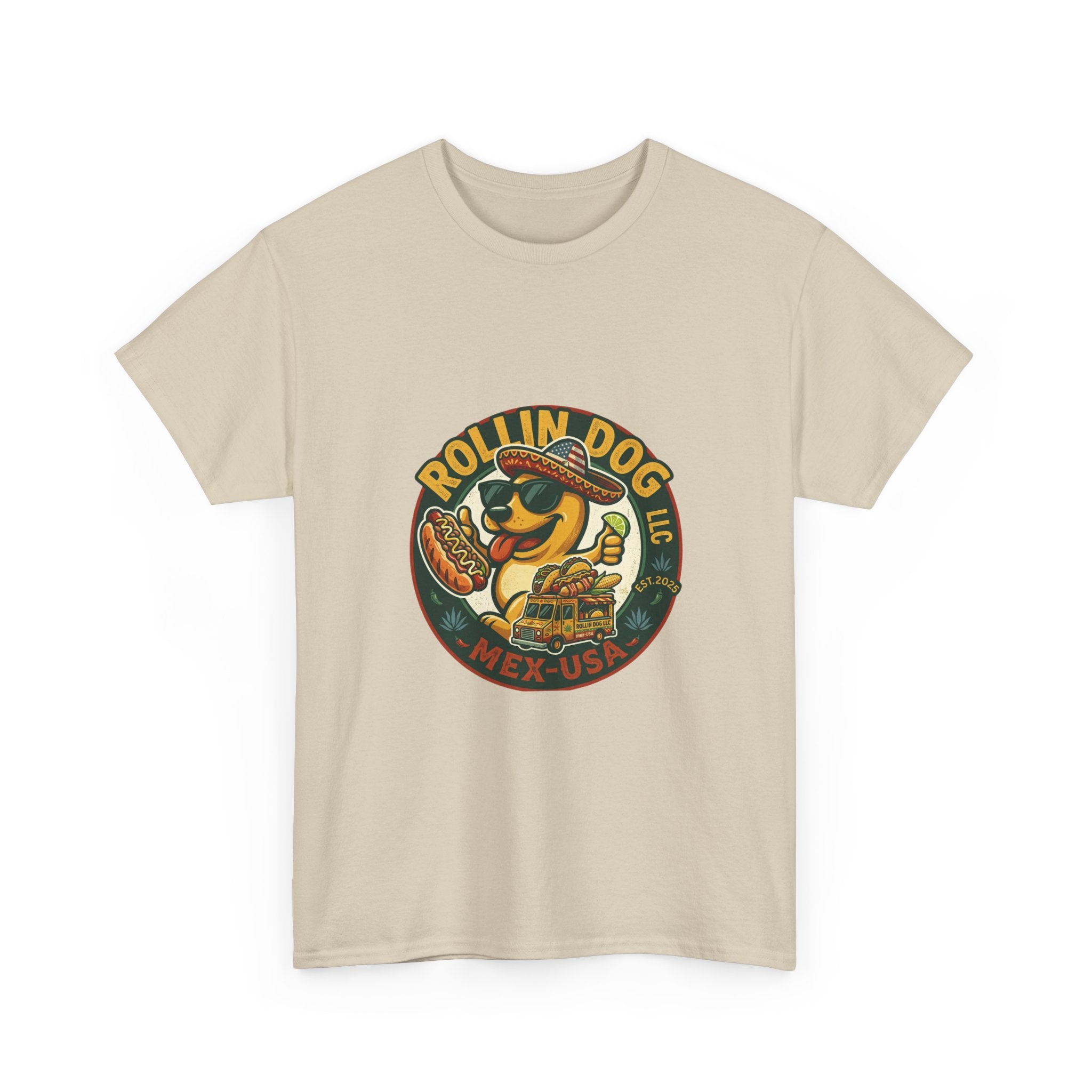 Rollin' Dog Hot Dog T-Shirt – Retro Mexican Street Food Graphic Tee