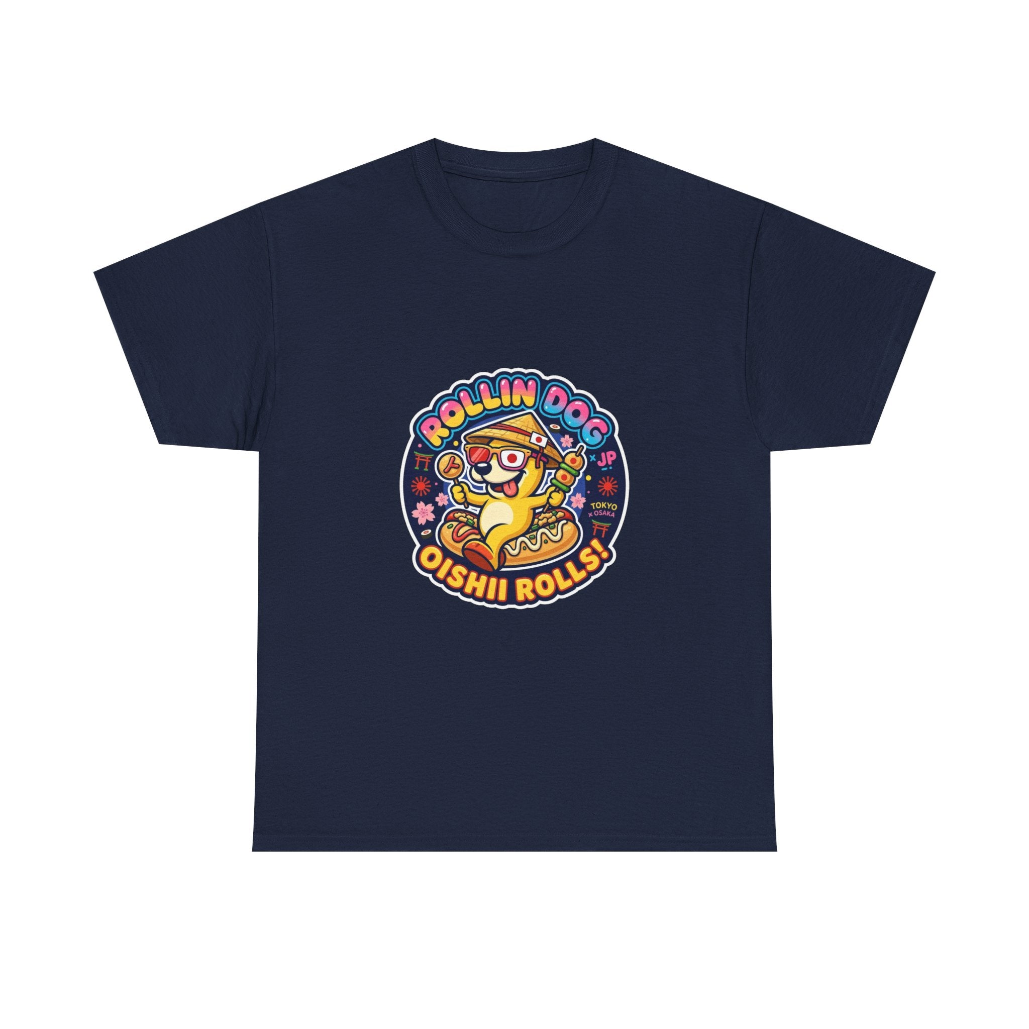 T-Shirt — "Rollin Dog Oishii Rolls" Cute Sushi Dog Graphic Tee