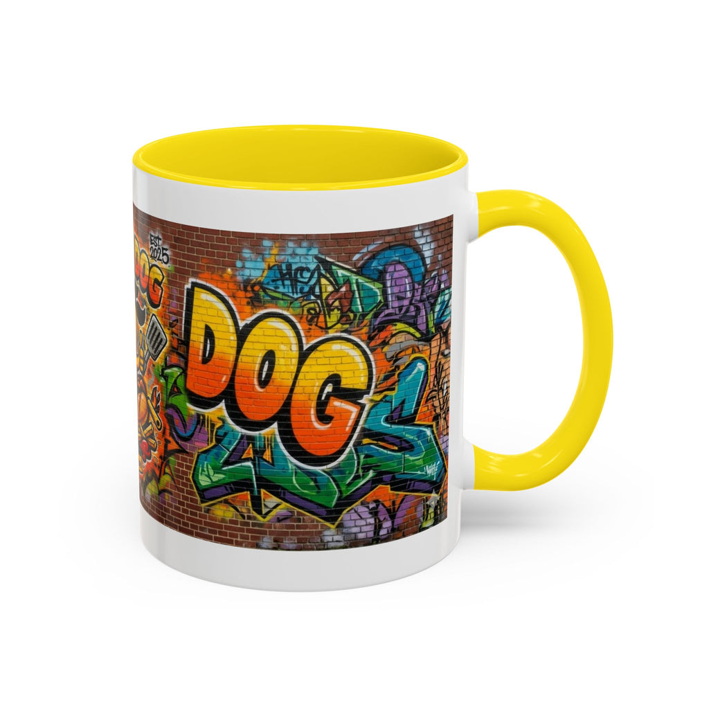 Rollin' Dog Graffiti Coffee Mug — Fun Hot Dog Street Art Accent Mug (11/15oz)