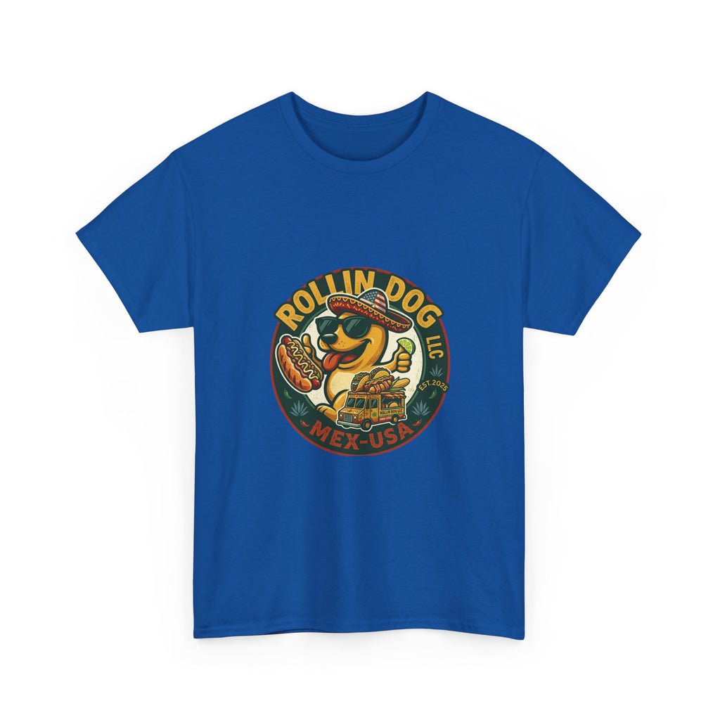 Rollin' Dog Hot Dog T-Shirt – Retro Mexican Street Food Graphic Tee