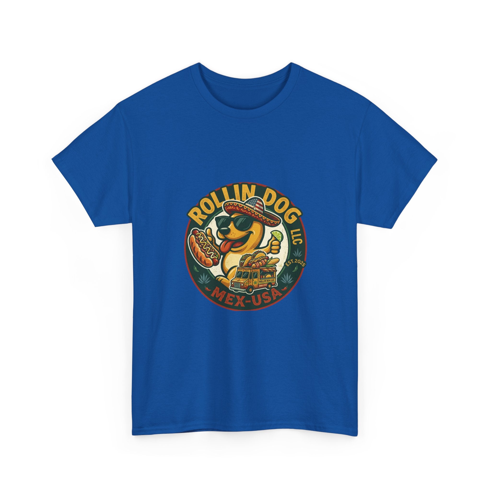 Rollin' Dog Hot Dog T-Shirt – Retro Mexican Street Food Graphic Tee
