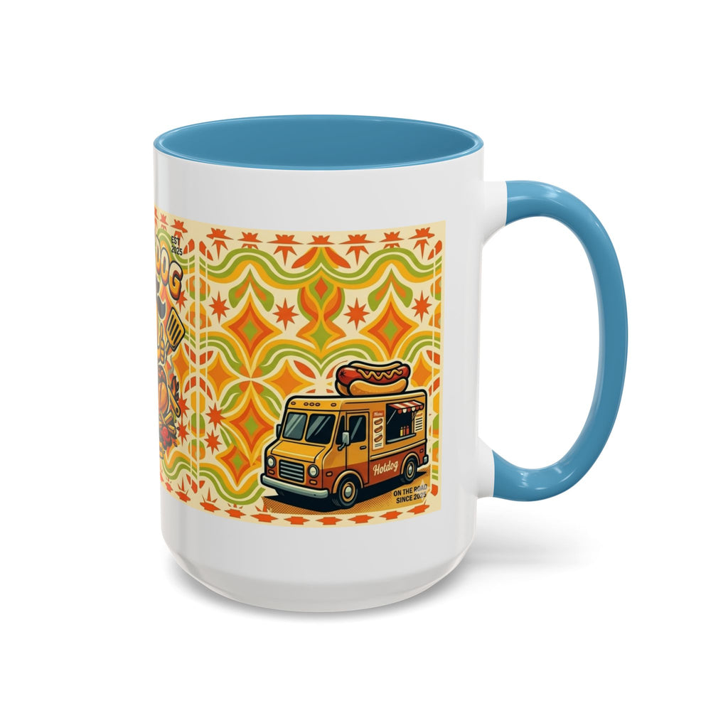 Retron Hot Dog Food Truck Accent Coffee Mug — "Rollin Dog" Retro Summer BBQ Mug (11/15oz)