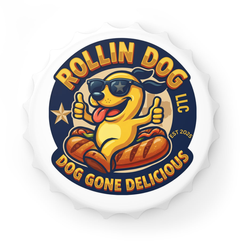 Rollin Dog Bottle Opener — Dog Gone Delicious Hot Dog Logo